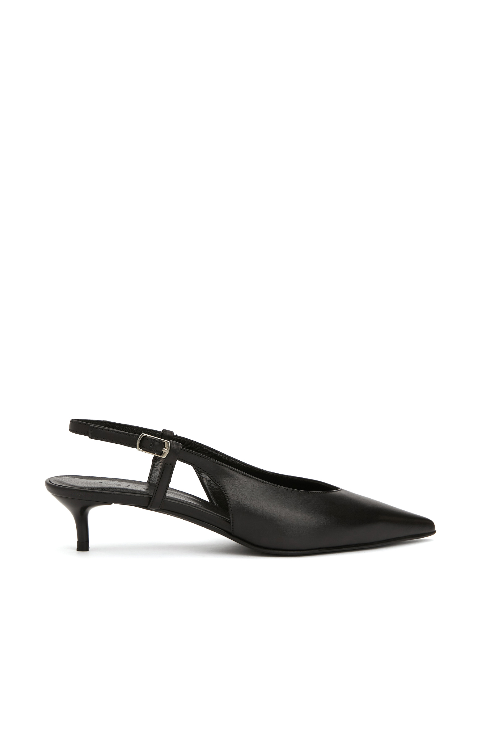 Siyah Deri Topuklu Ayakkabı