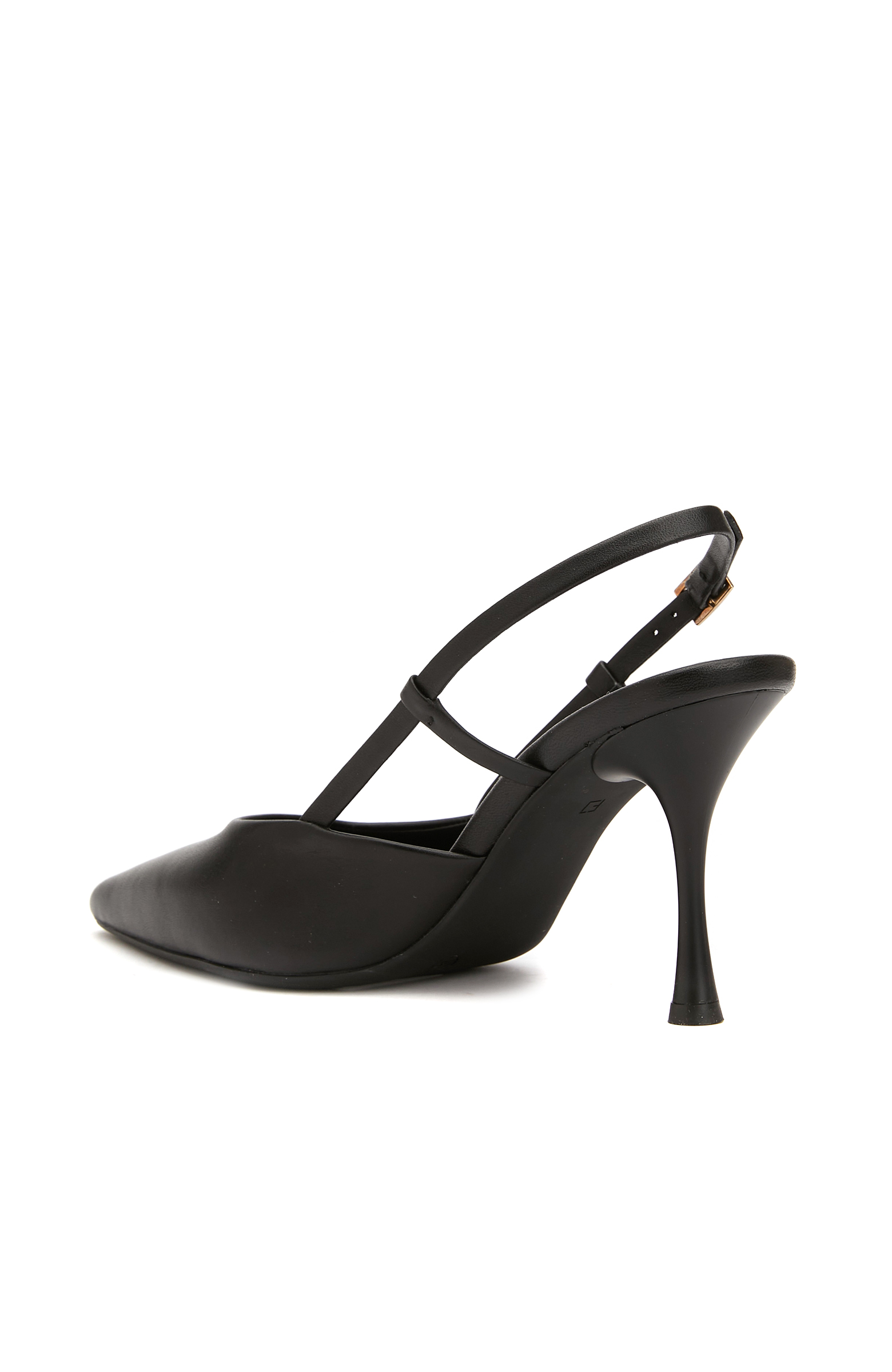 Siyah Deri Topuklu Ayakkabı