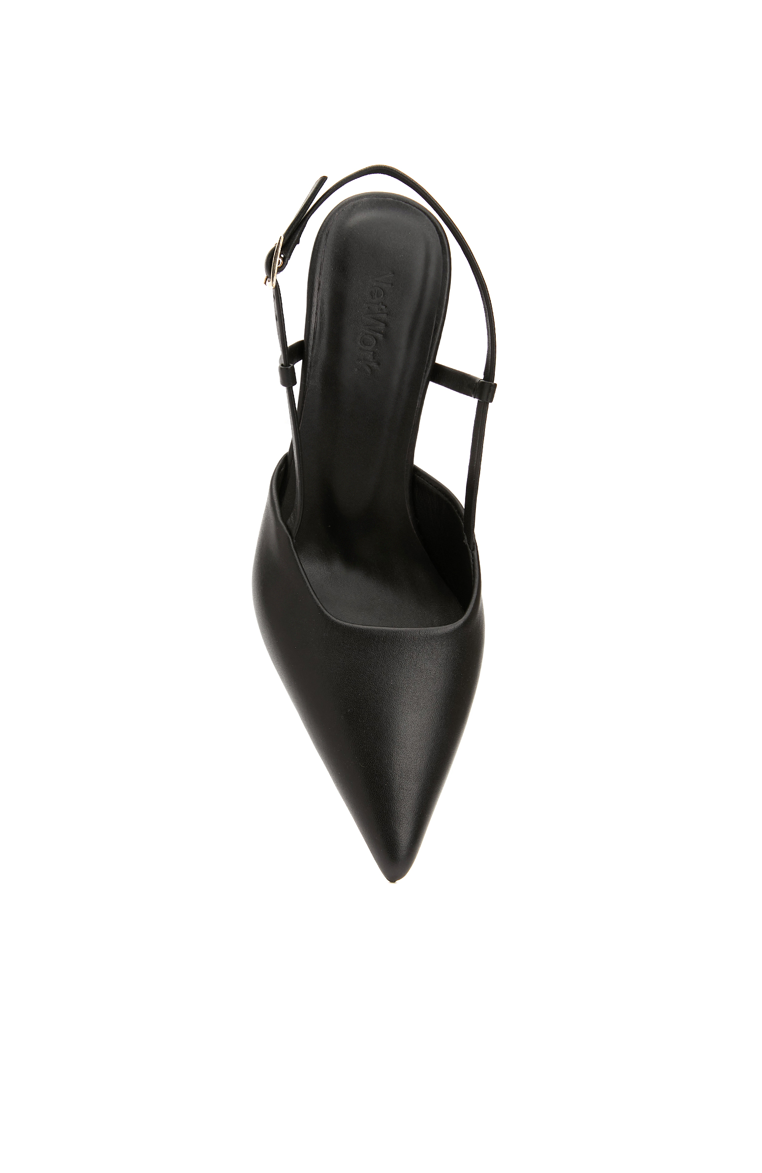 Siyah Deri Topuklu Ayakkabı