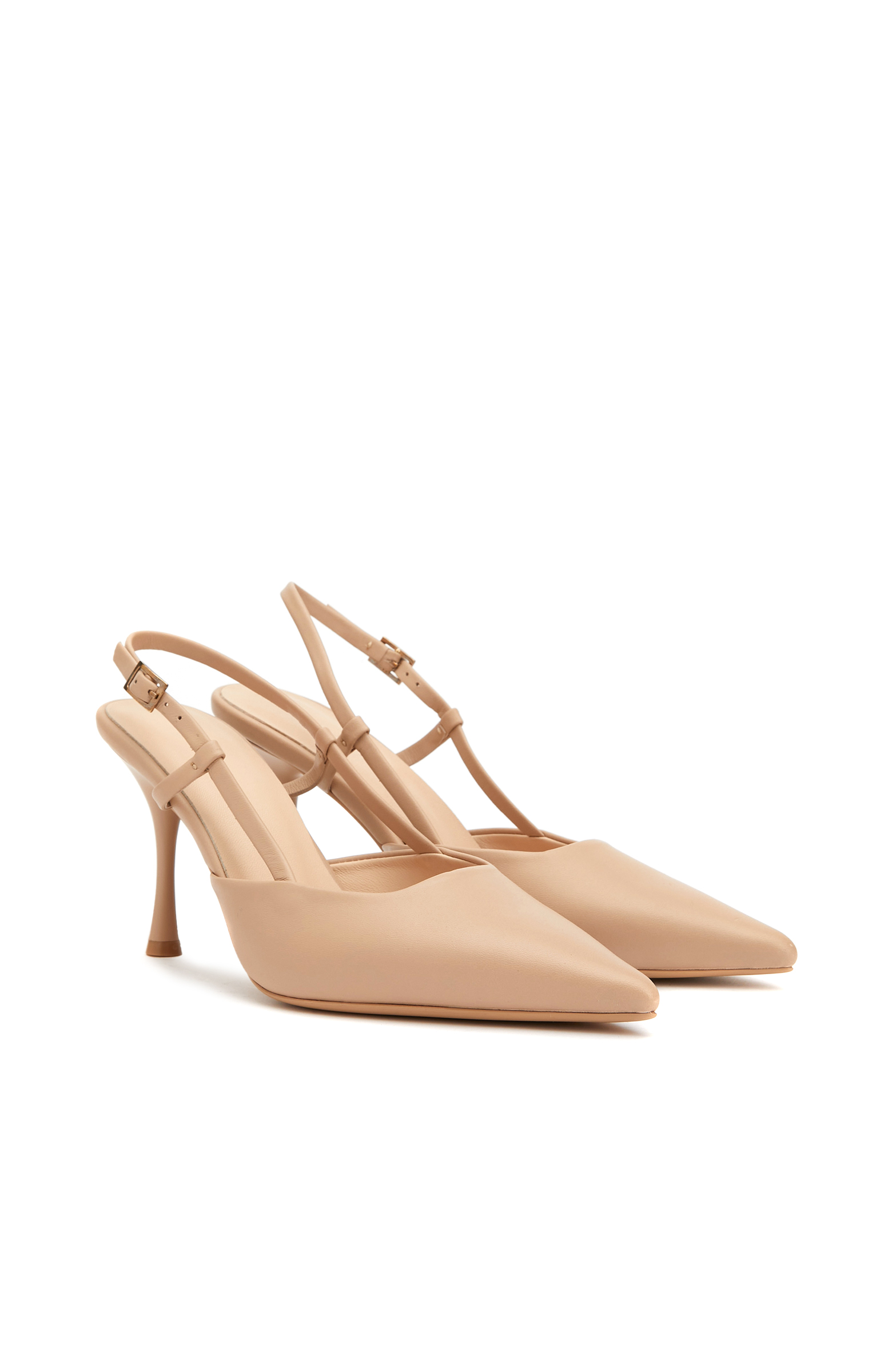 Nude Deri Topuklu Ayakkabı