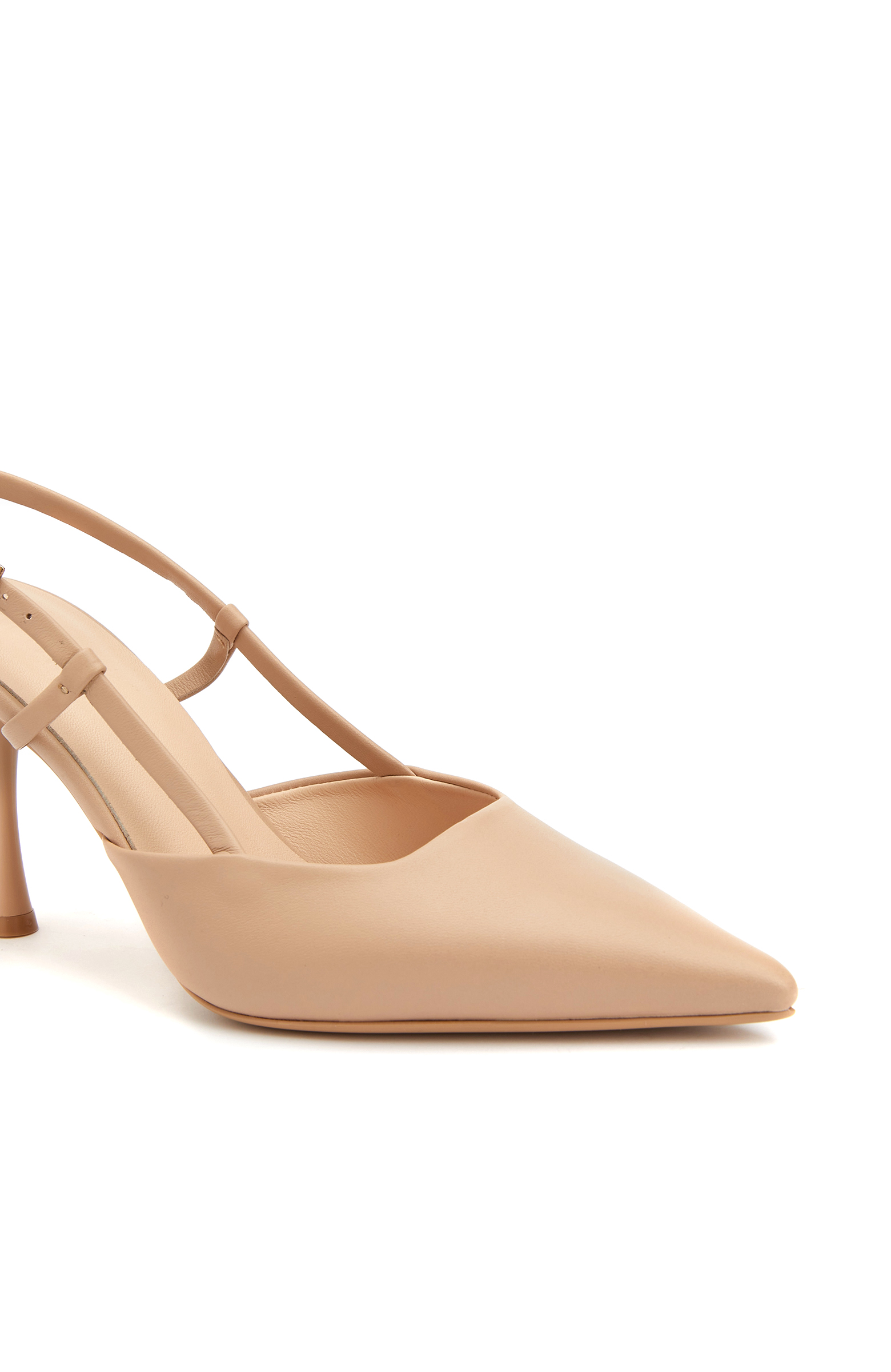 Nude Deri Topuklu Ayakkabı