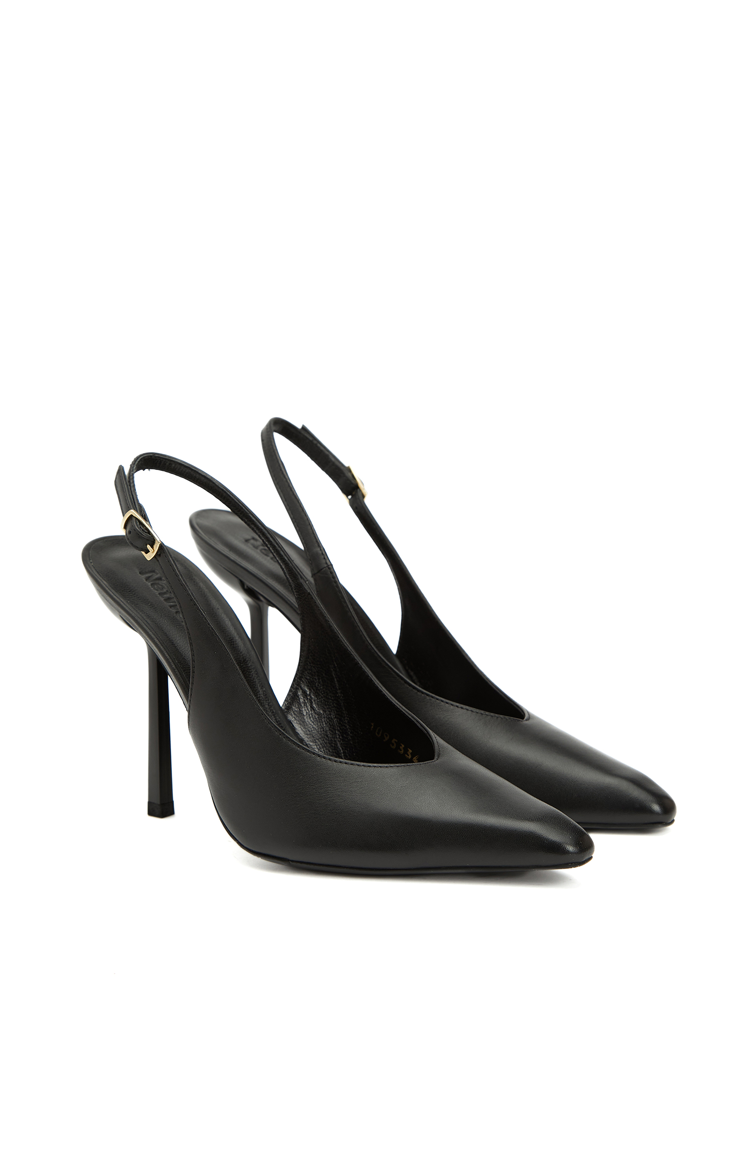 Siyah Deri Topuklu Ayakkabı