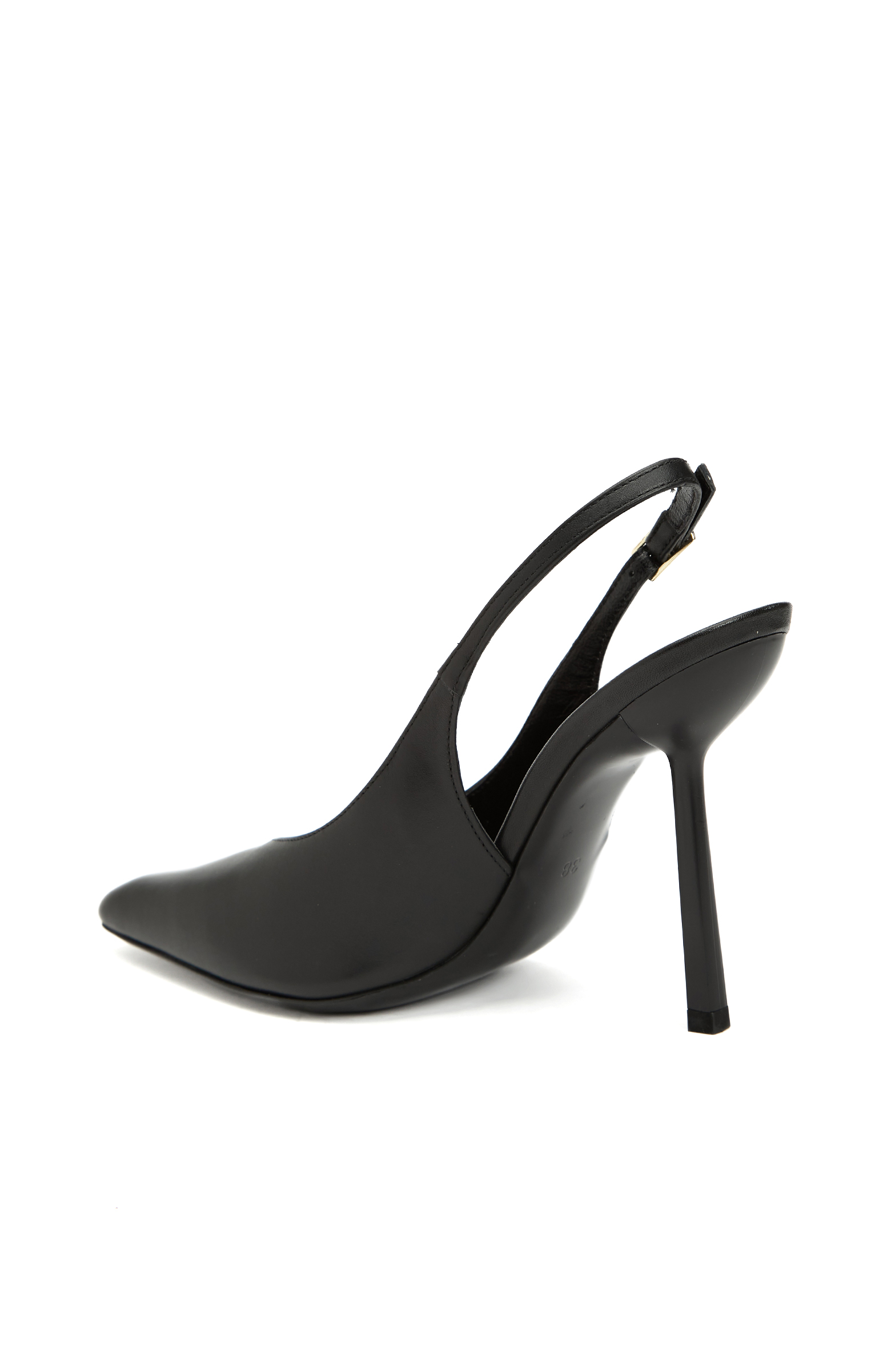 Siyah Deri Topuklu Ayakkabı