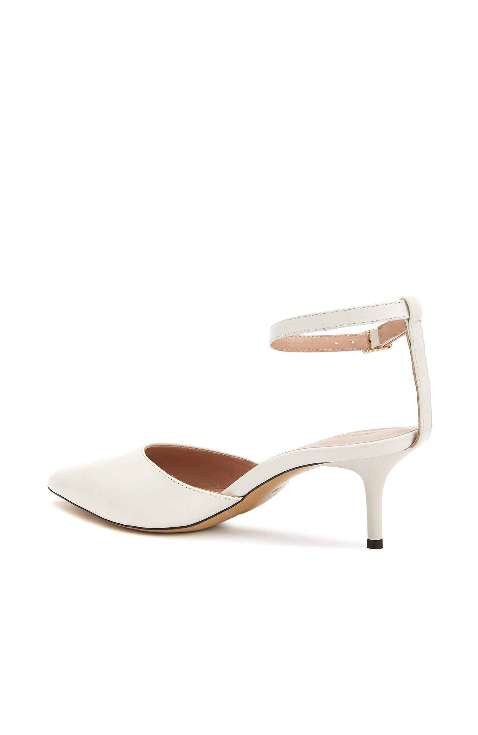 Krem Deri Topuklu Ayakkabı