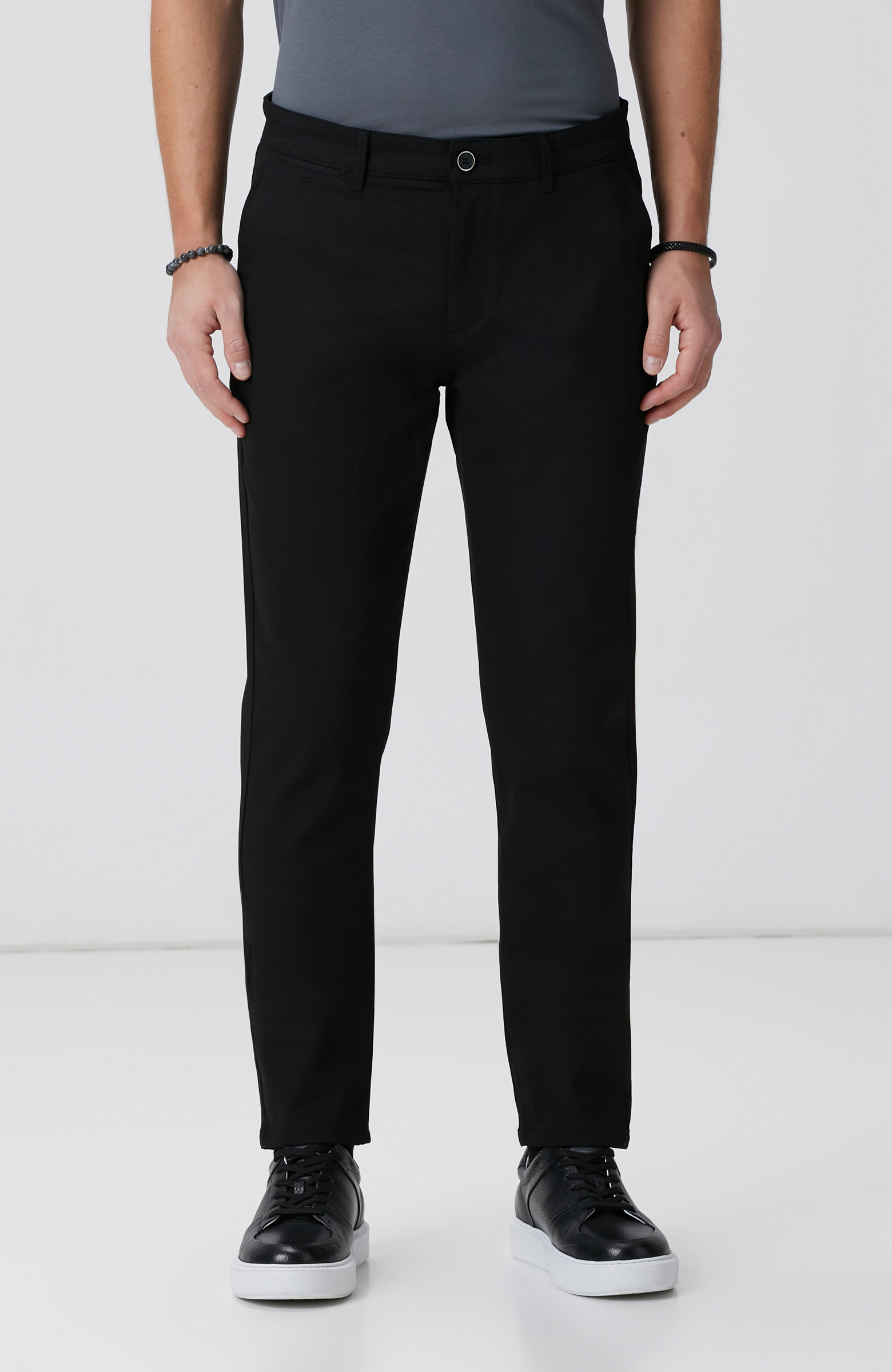 Siyah Diyagonal Chino Pantolon