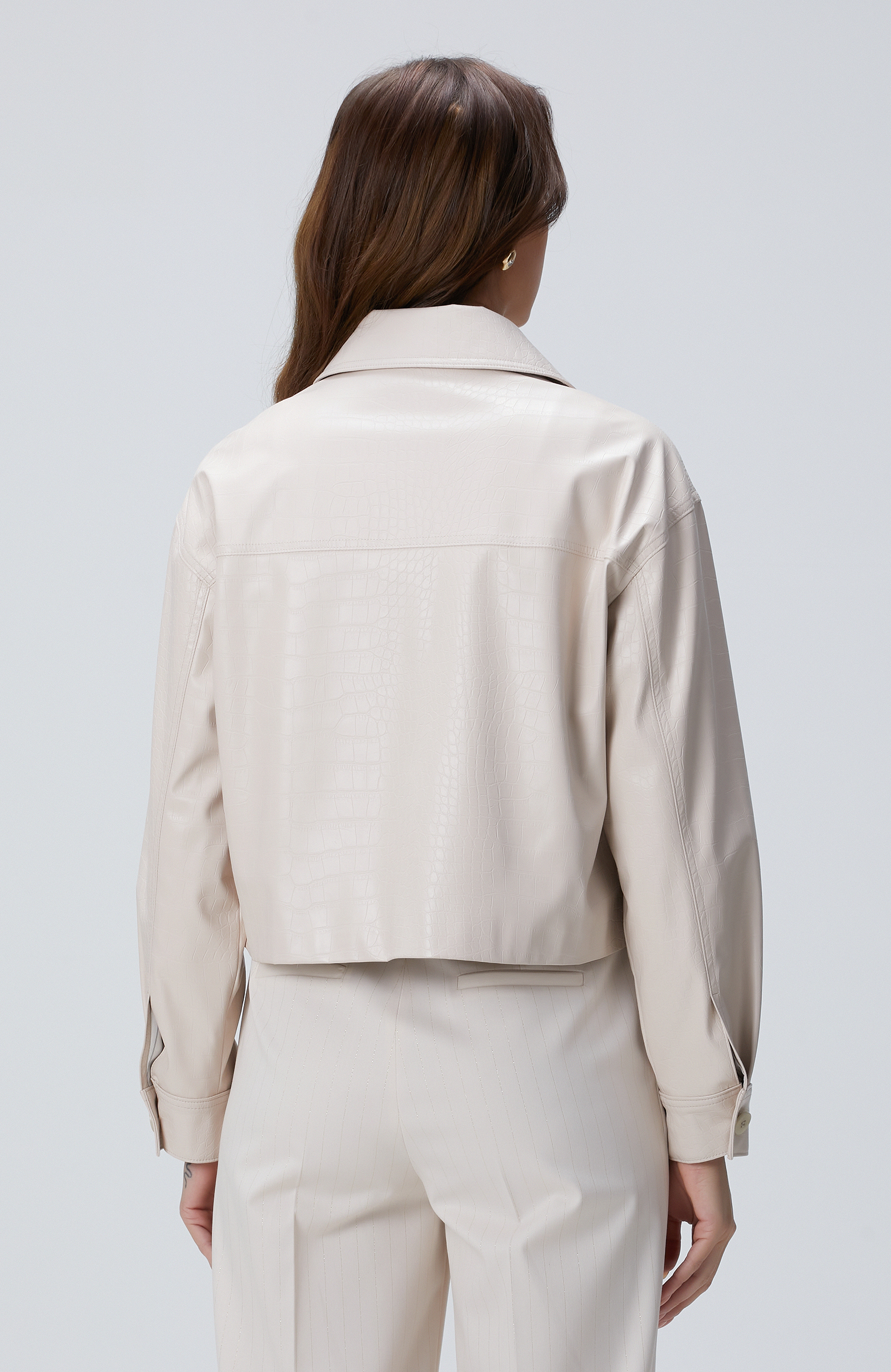 Açık Bej vegan Deri Mont