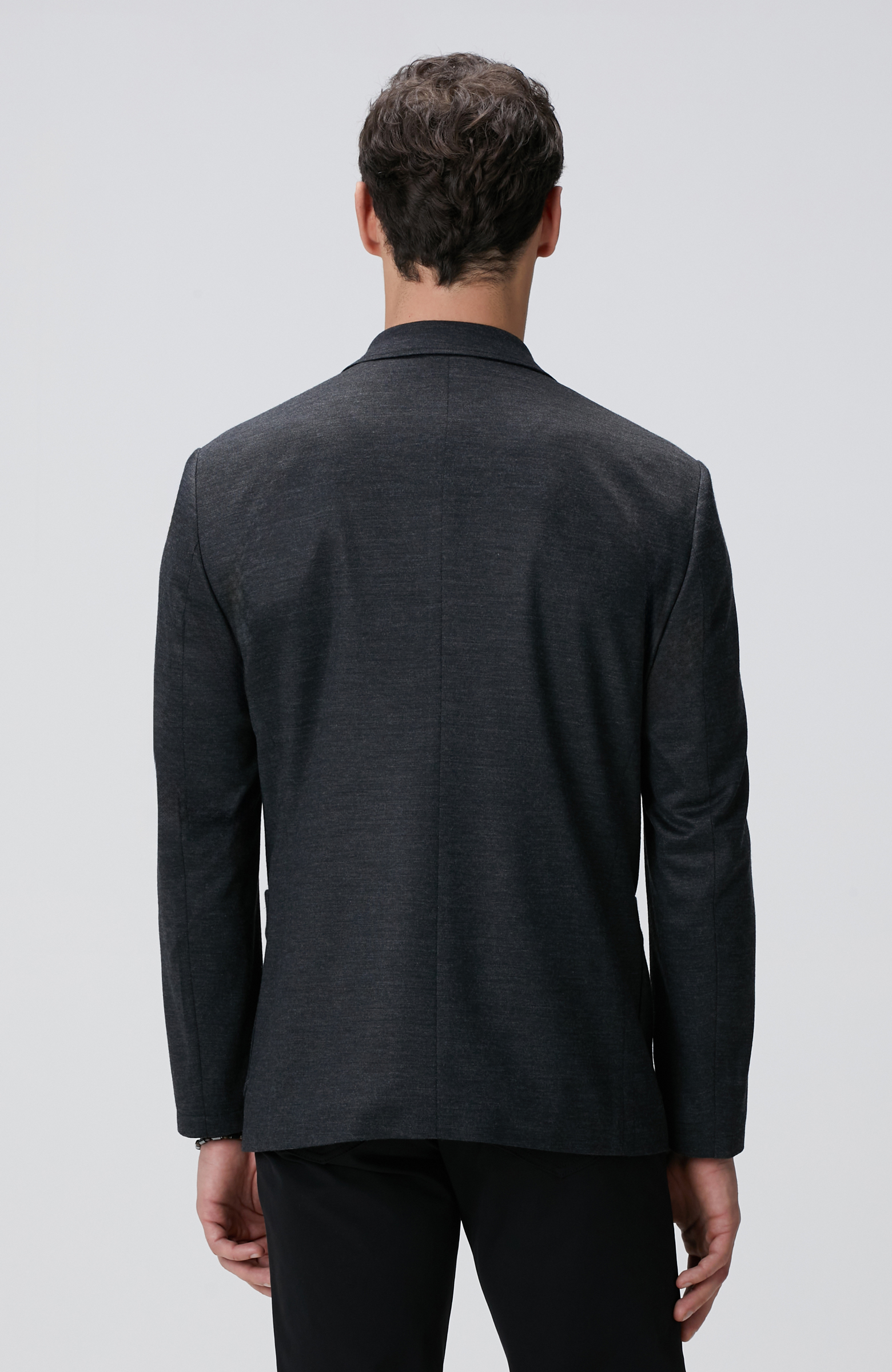 Antrasit Yün Karışımlı Örme Ceket