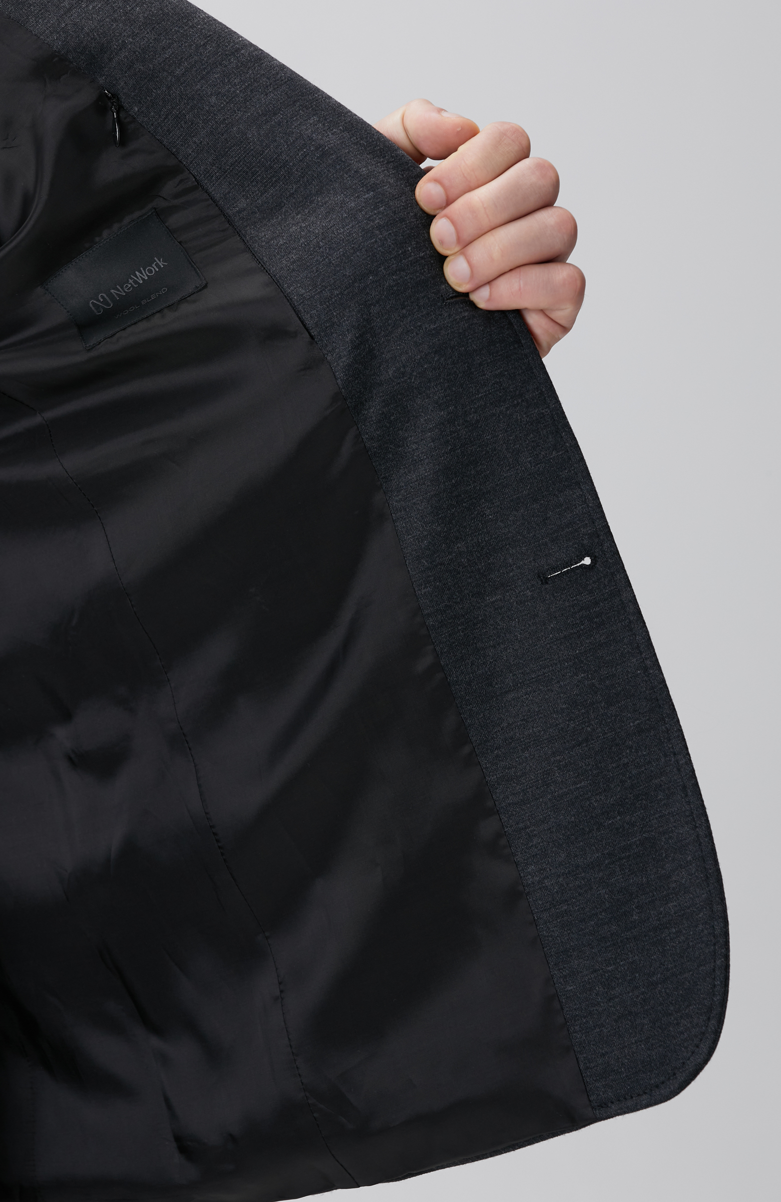 Antrasit Yün Karışımlı Örme Ceket