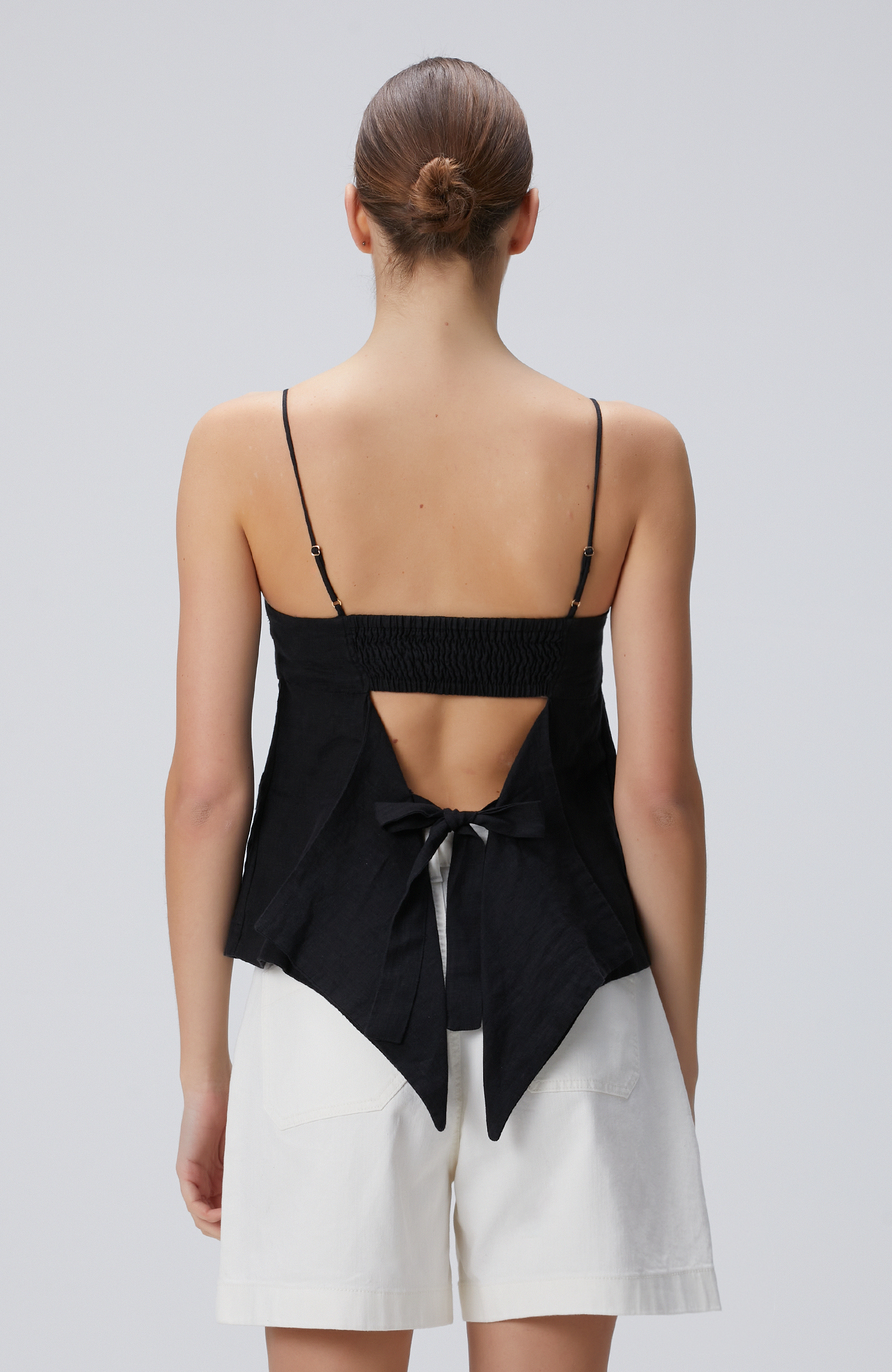 Siyah Keten Plaj Bluz