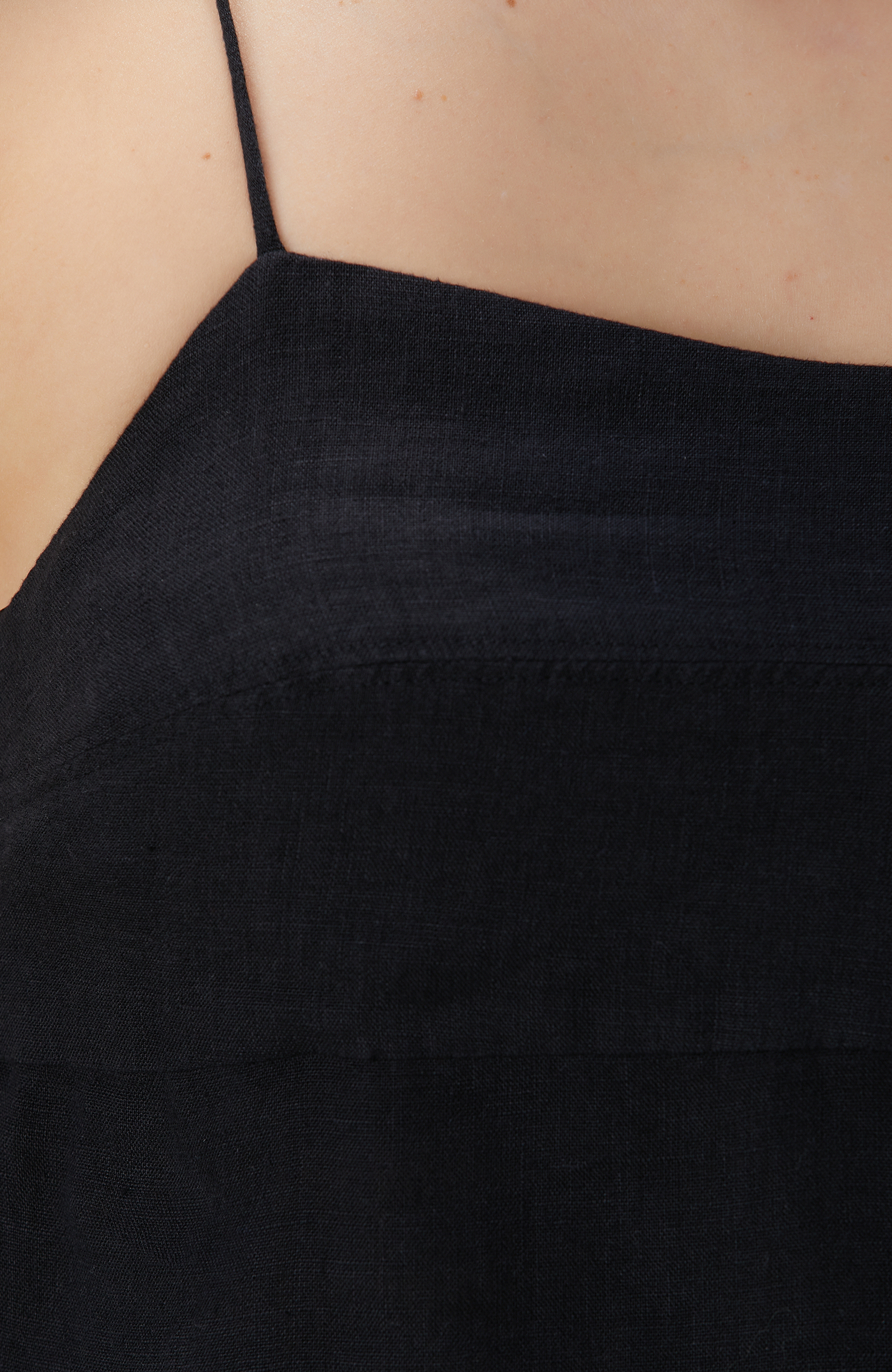 Siyah Keten Plaj Bluz