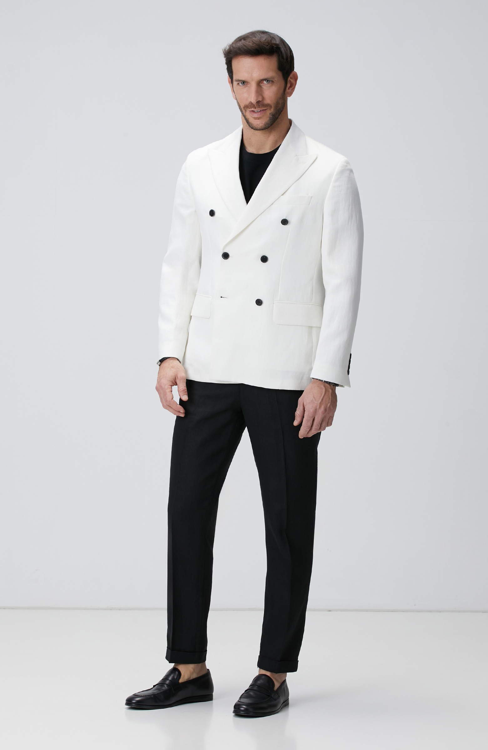 Kırık Beyaz Keten Karışımlı Ceket