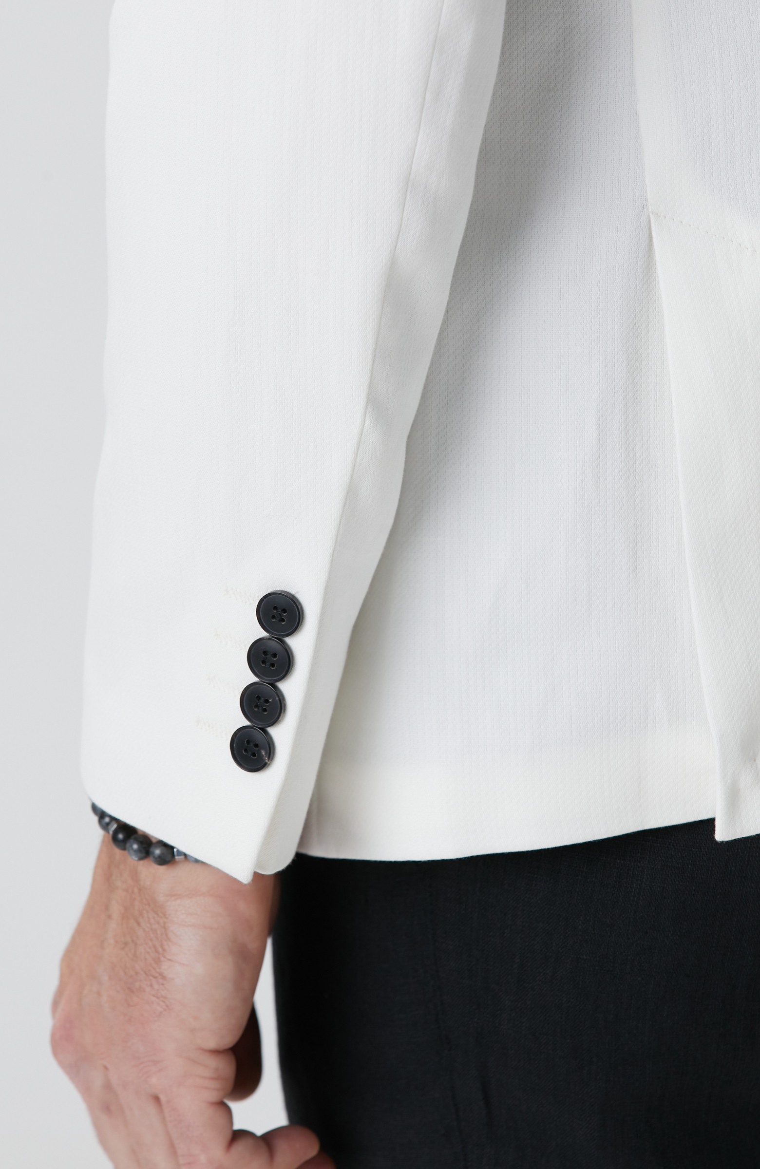 Kırık Beyaz Keten Karışımlı Ceket