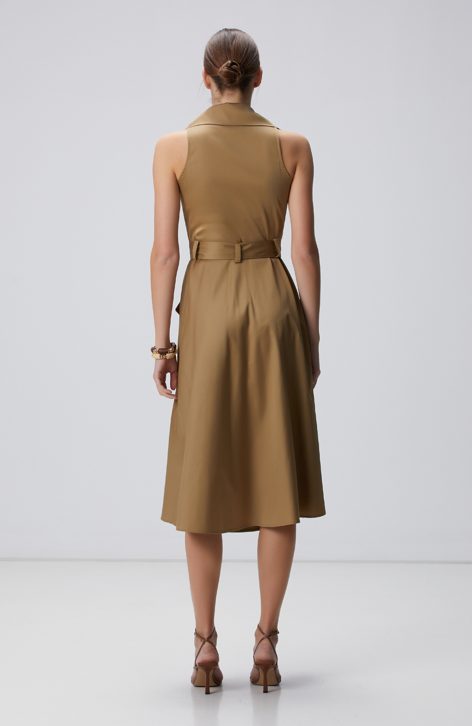 Haki Midi Kruvaze Elbise