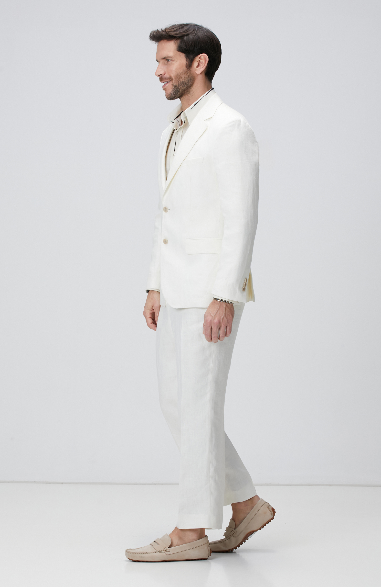 Kırık Beyaz Keten Takım Elbise