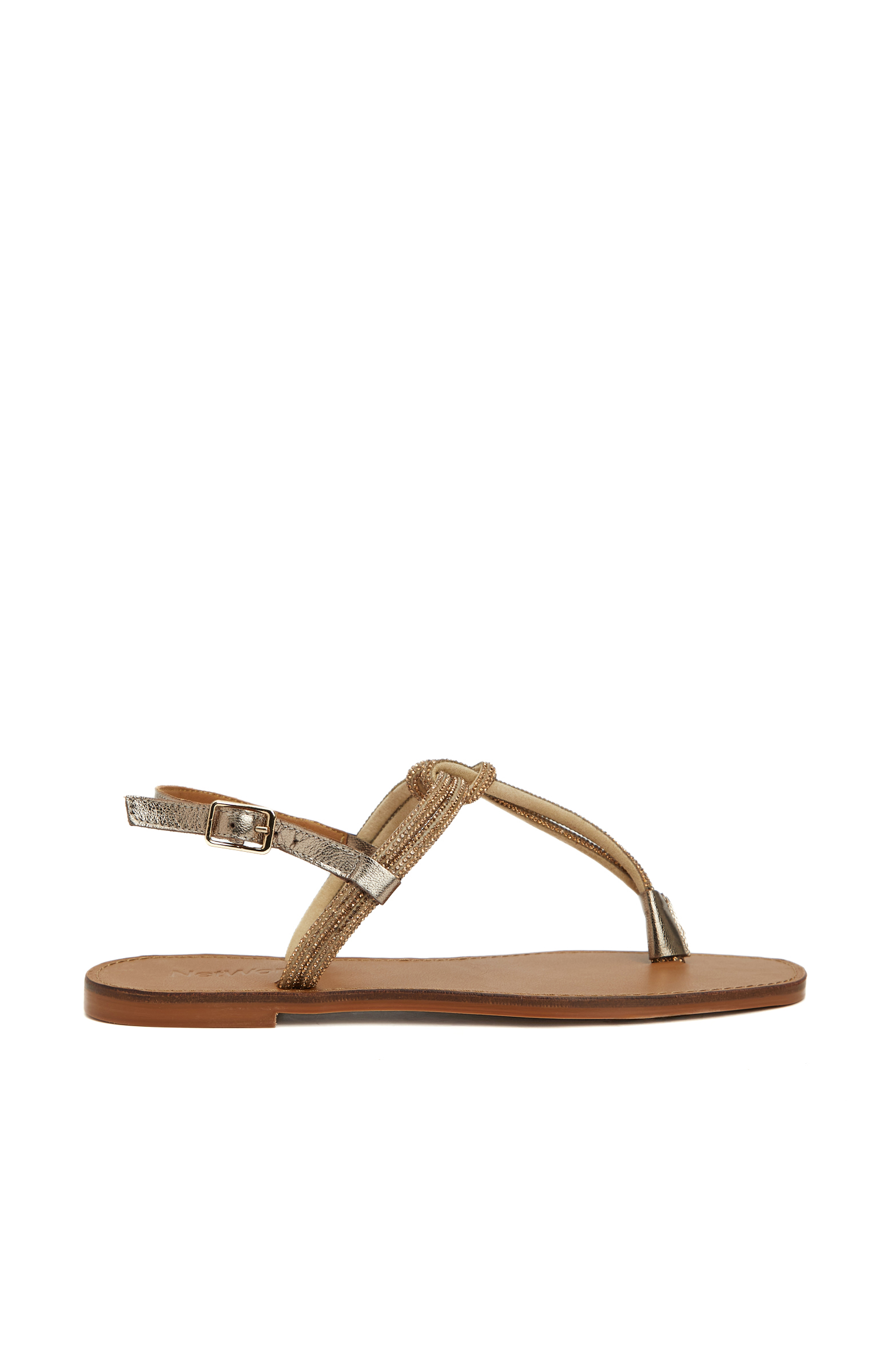 Bronz Kadın Deri Sandalet