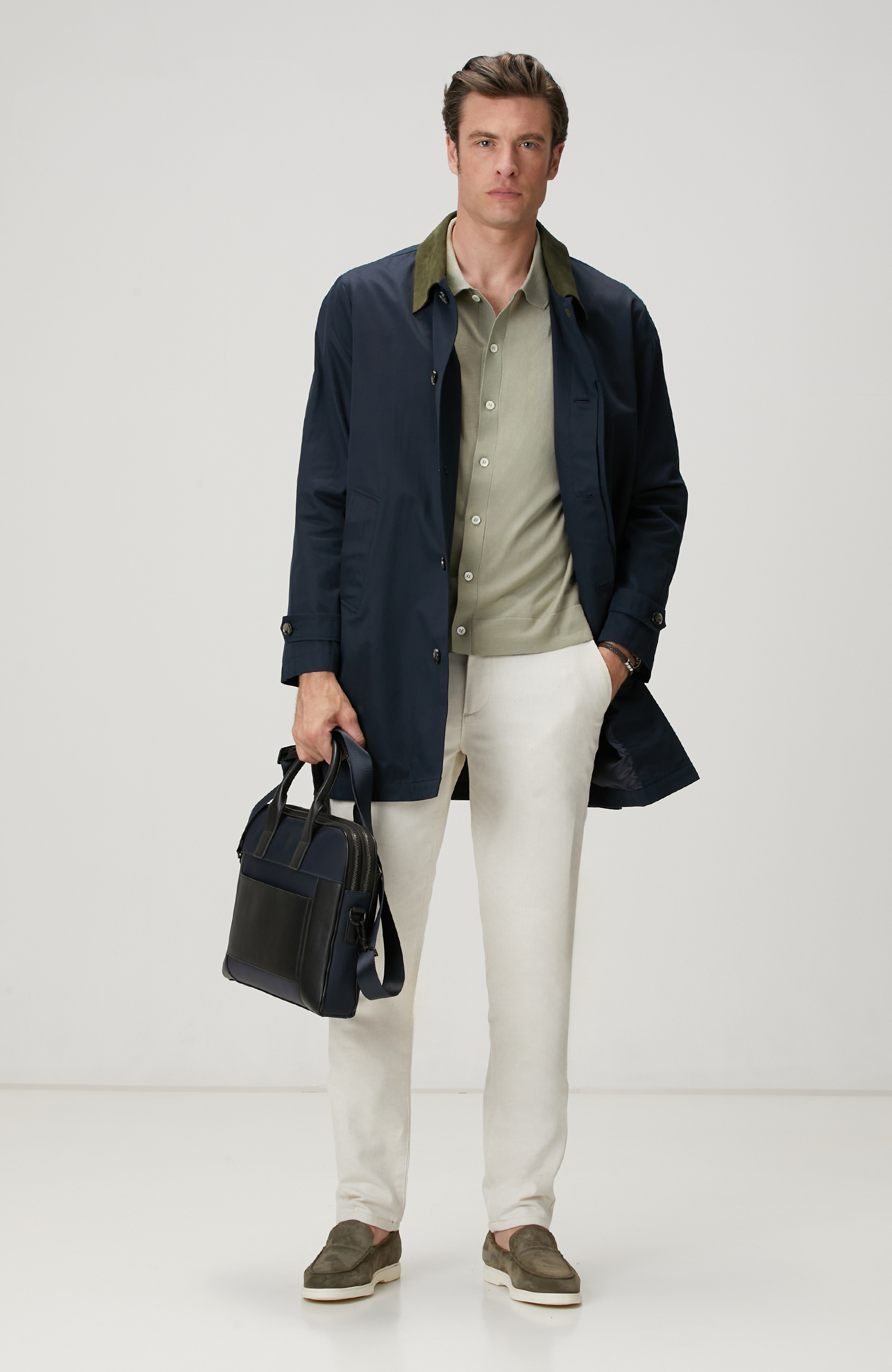 Limited Haki İpek Karışımlı Triko Gömlek