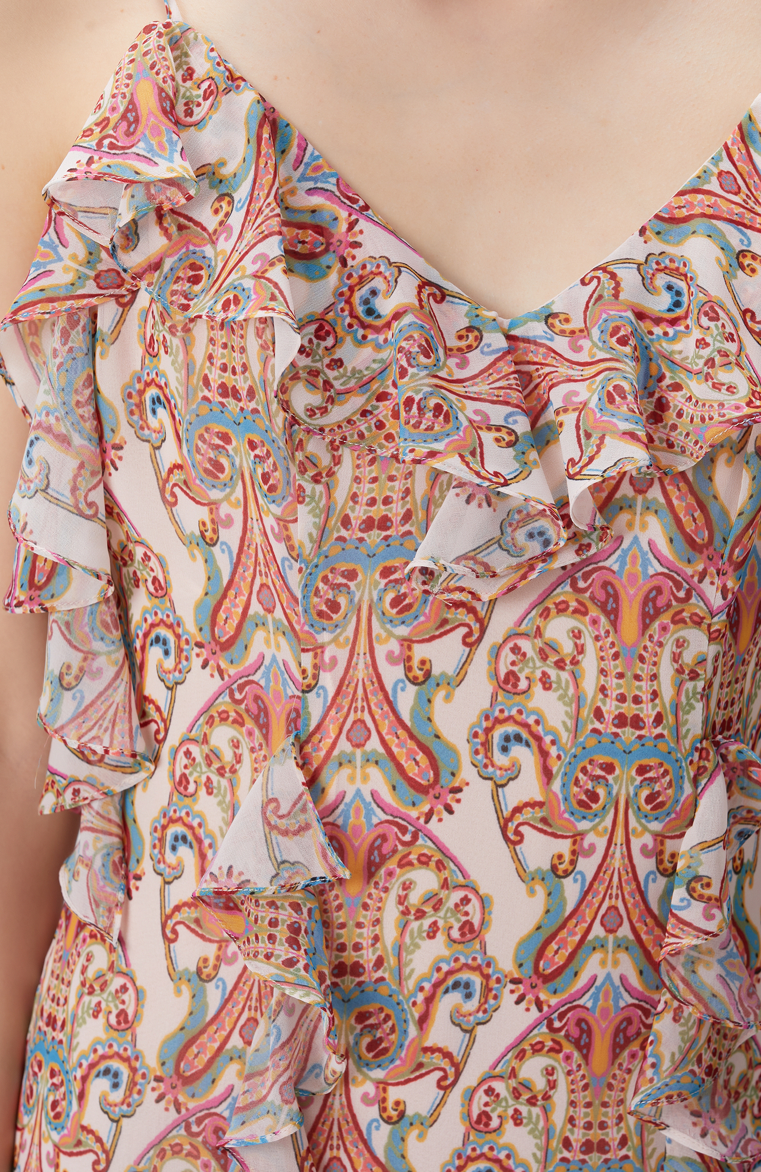 Renkli Desenli Maksi Abiye Elbise