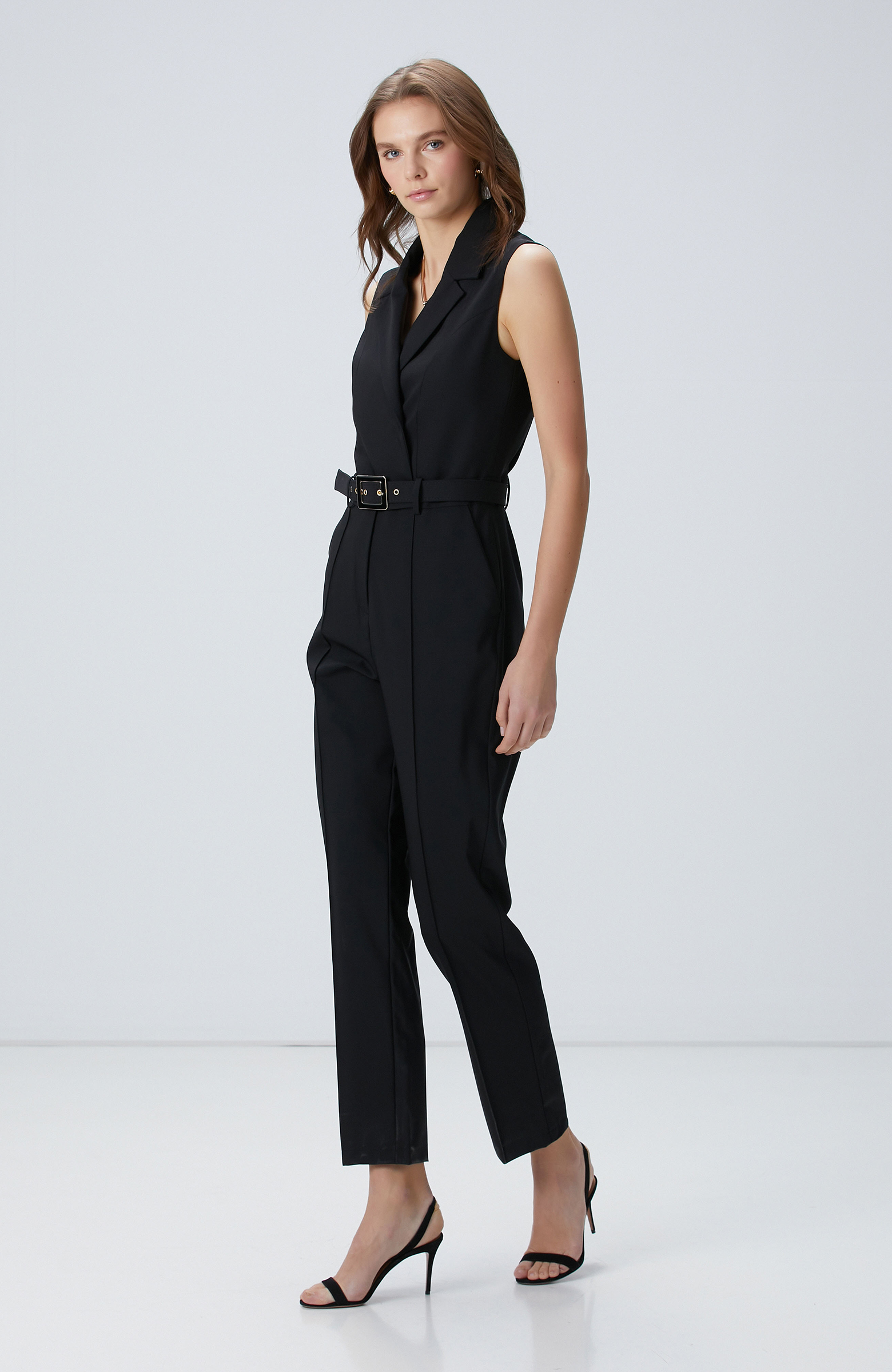 Siyah Yün Karışımlı Tulum