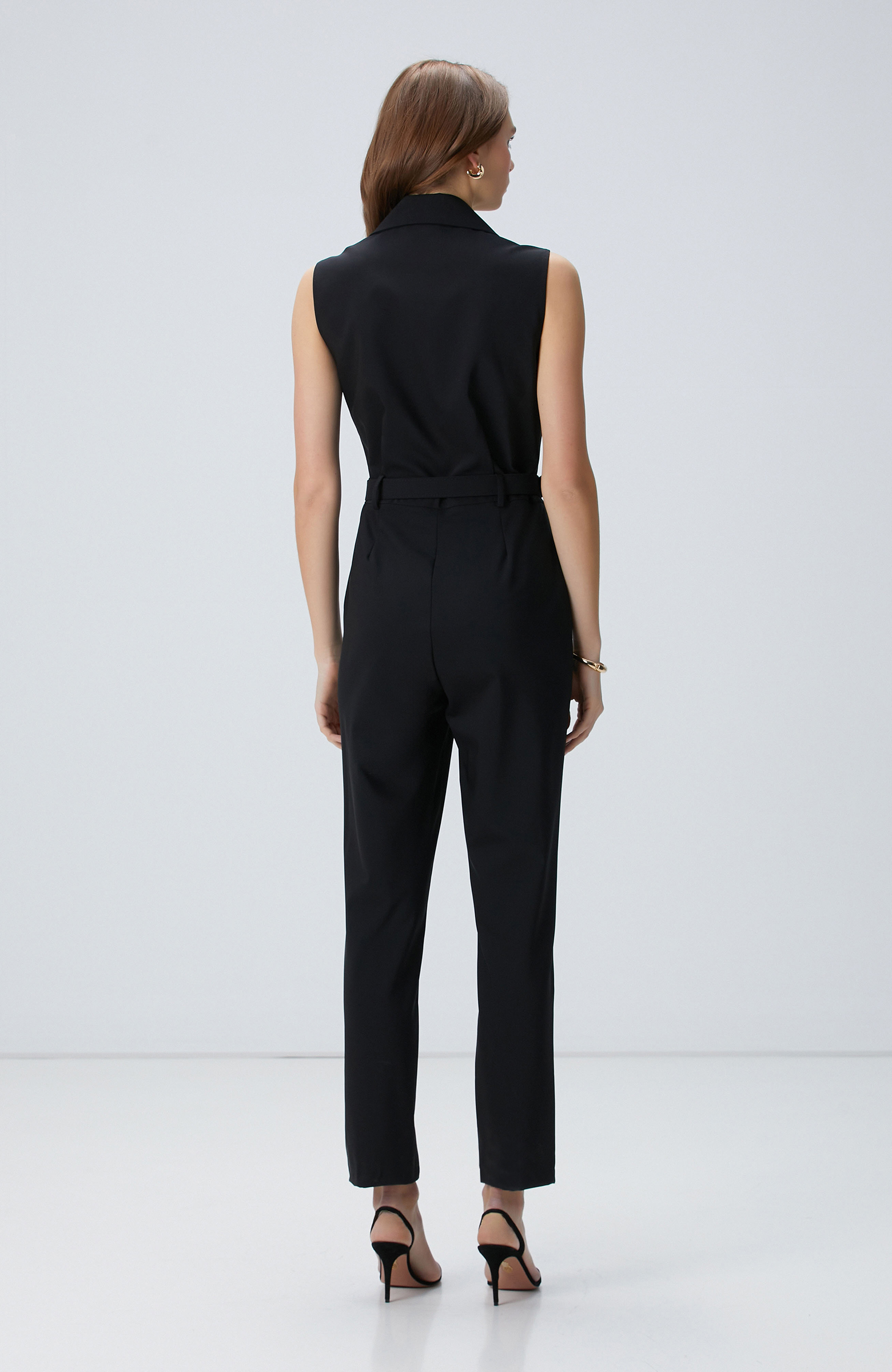 Siyah Yün Karışımlı Tulum