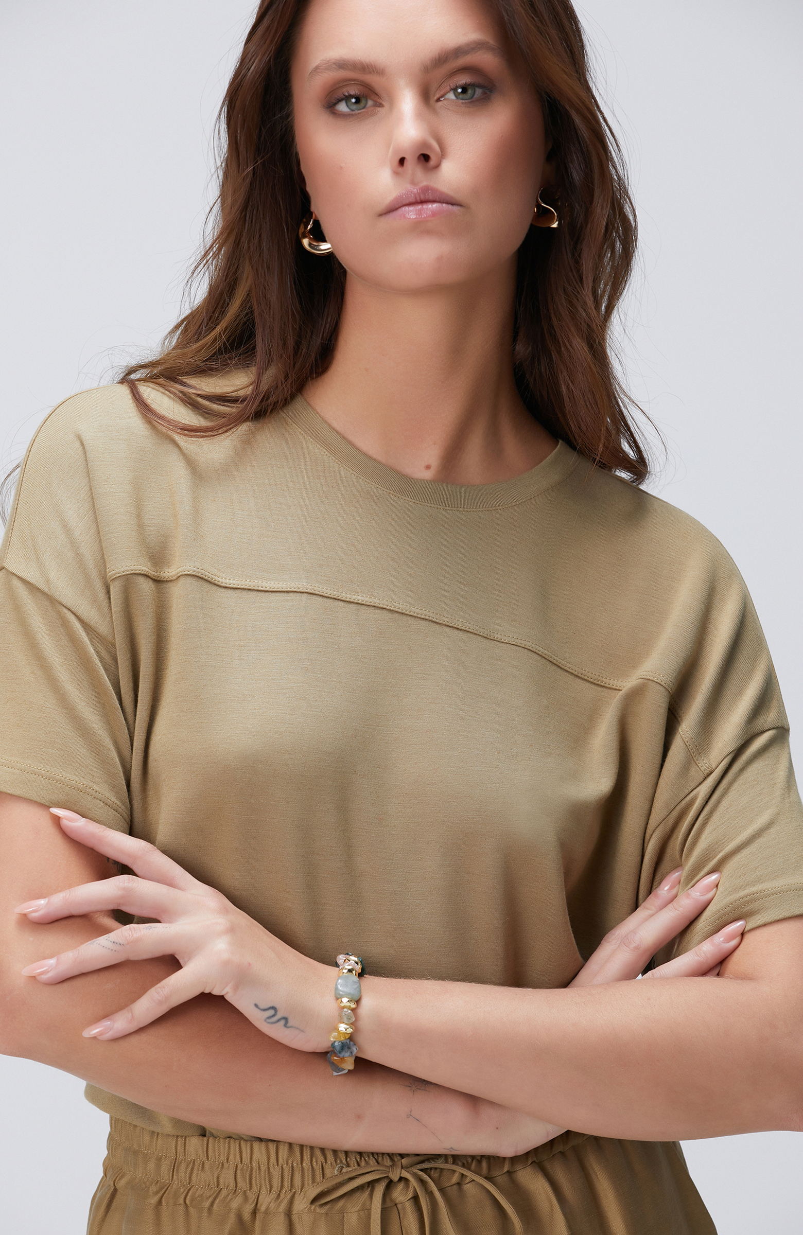 Limited Haki Kaşmir Karışımlı T-shirt