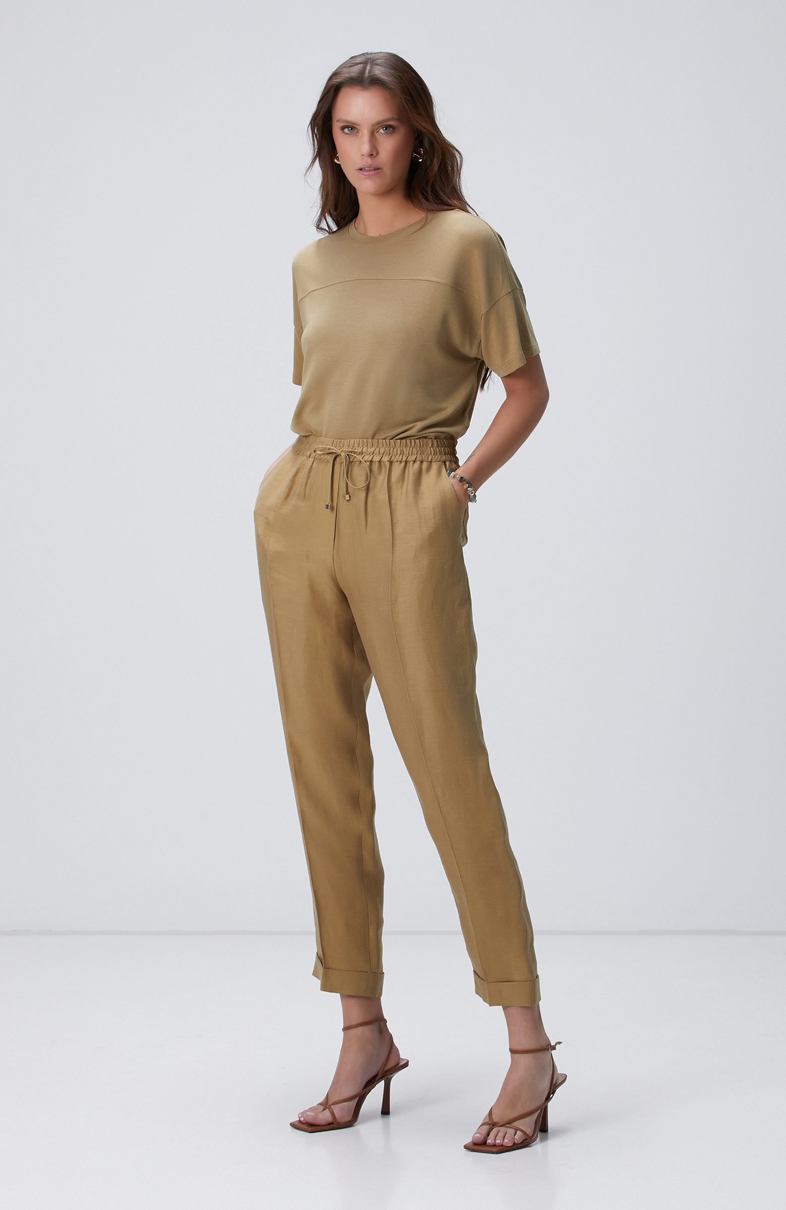 Limited Haki Kaşmir Karışımlı T-shirt