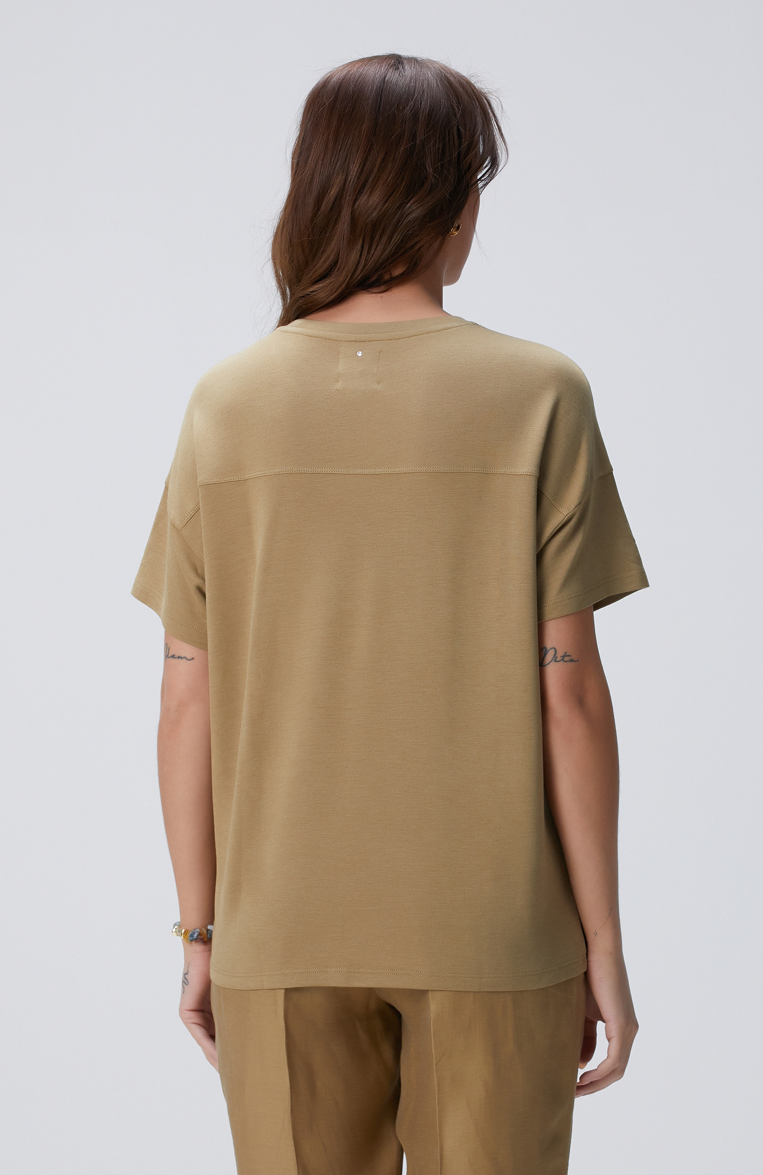 Limited Haki Kaşmir Karışımlı T-shirt