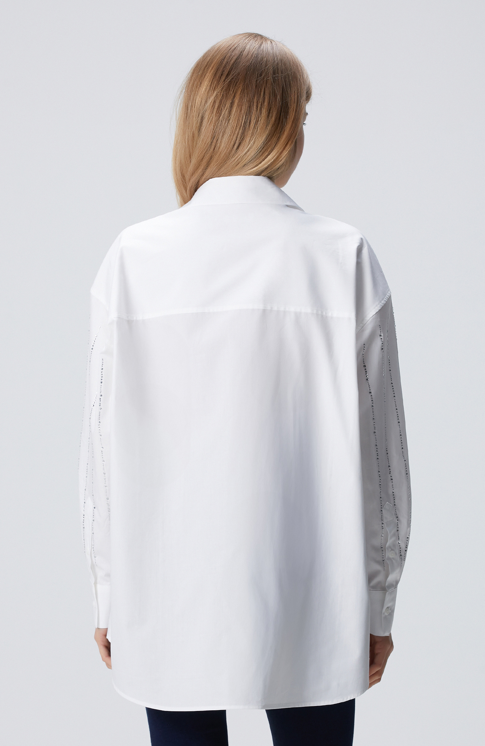 Beyaz Taş Baskılı Gömlek