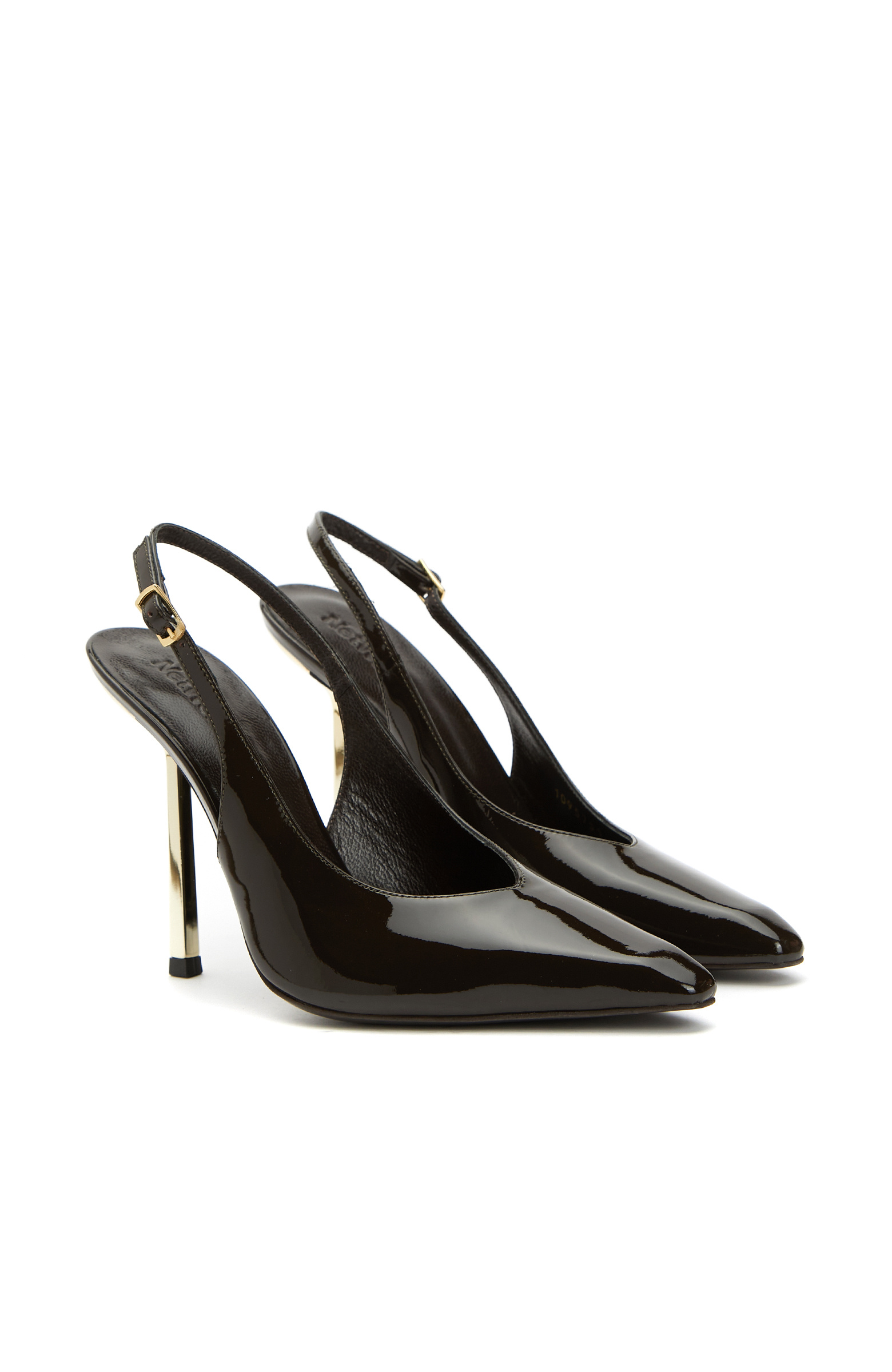 Kahverengi Deri Topuklu Ayakkabı