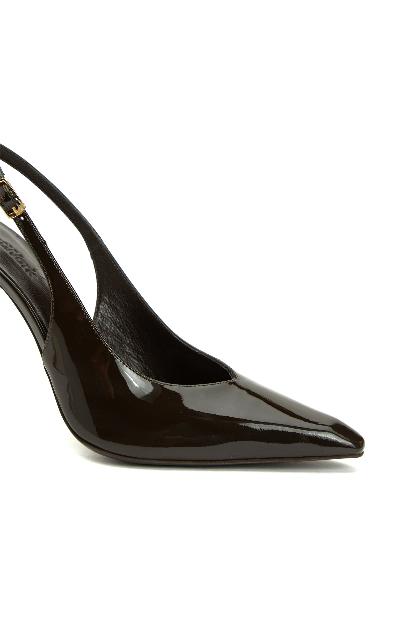 Kahverengi Deri Topuklu Ayakkabı