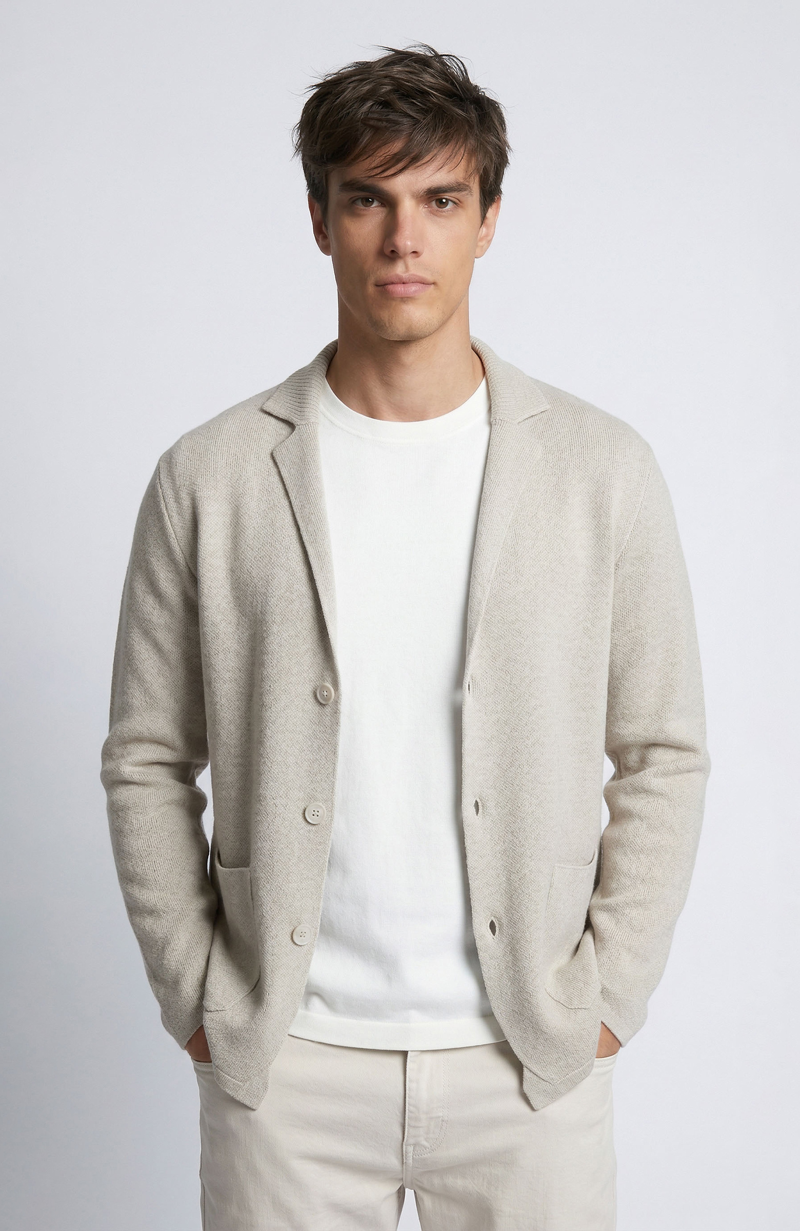 Vizon Yün Karışımlı Triko Ceket