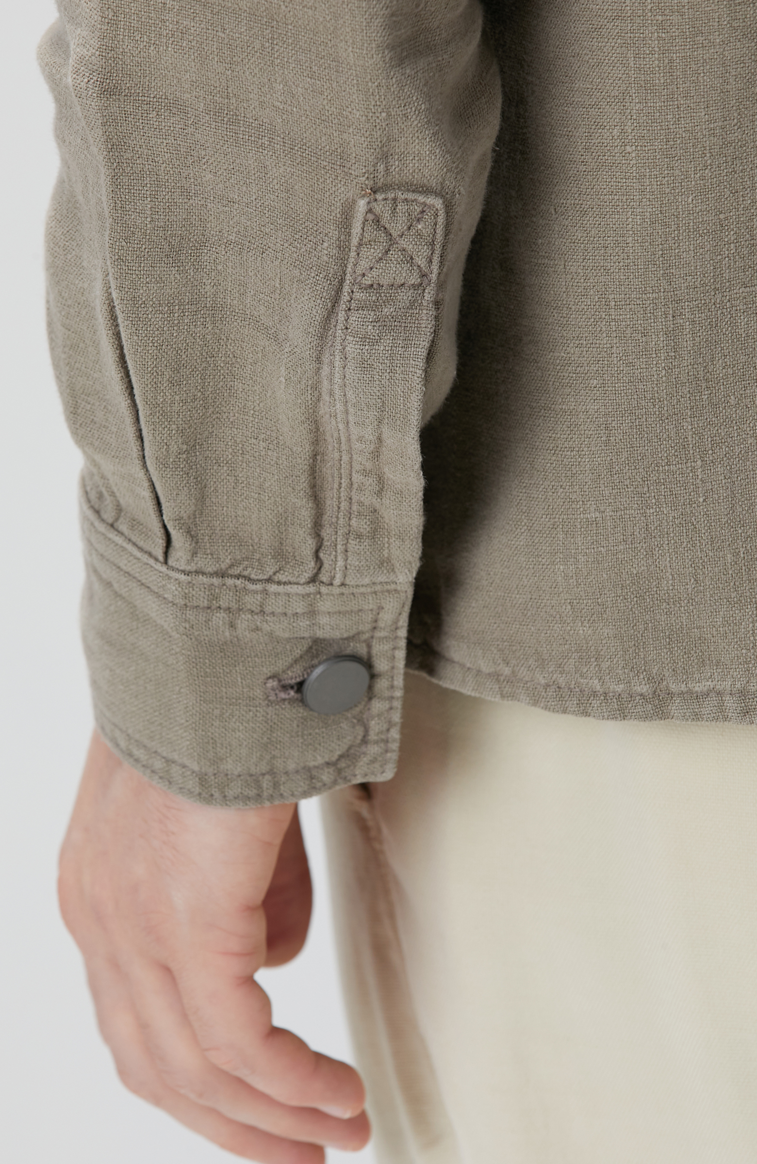 Haki Keten Dış Gömlek