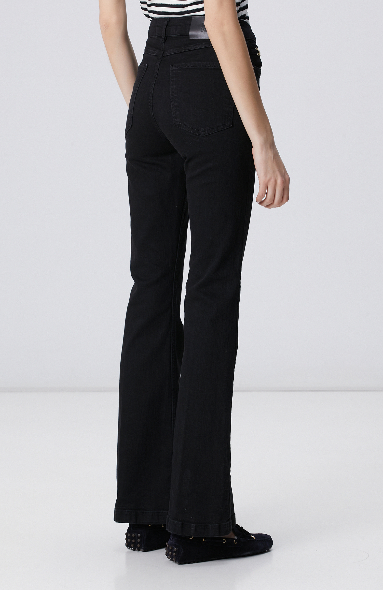 Black Accessory Flare Fit Denim Pants