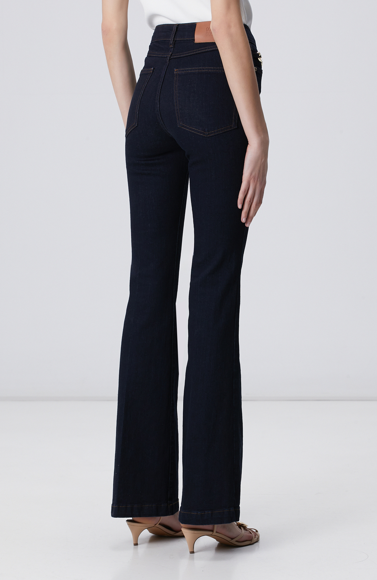 Indigo Accessory Flare Pattern Denim Pants