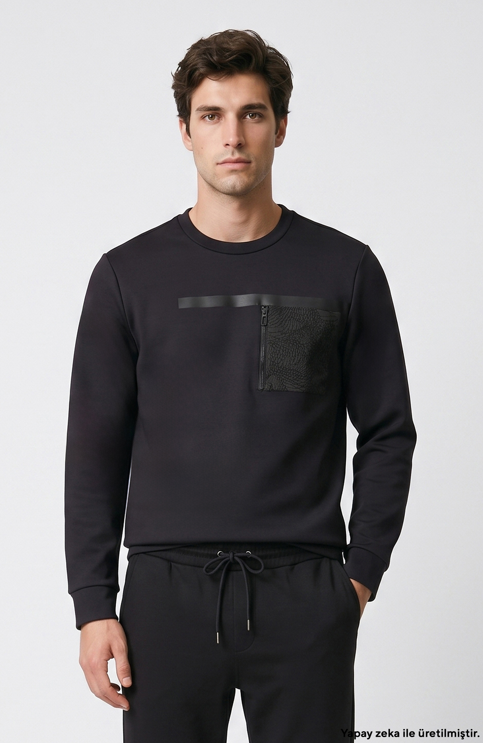 Siyah Baskılı Sweatshirt