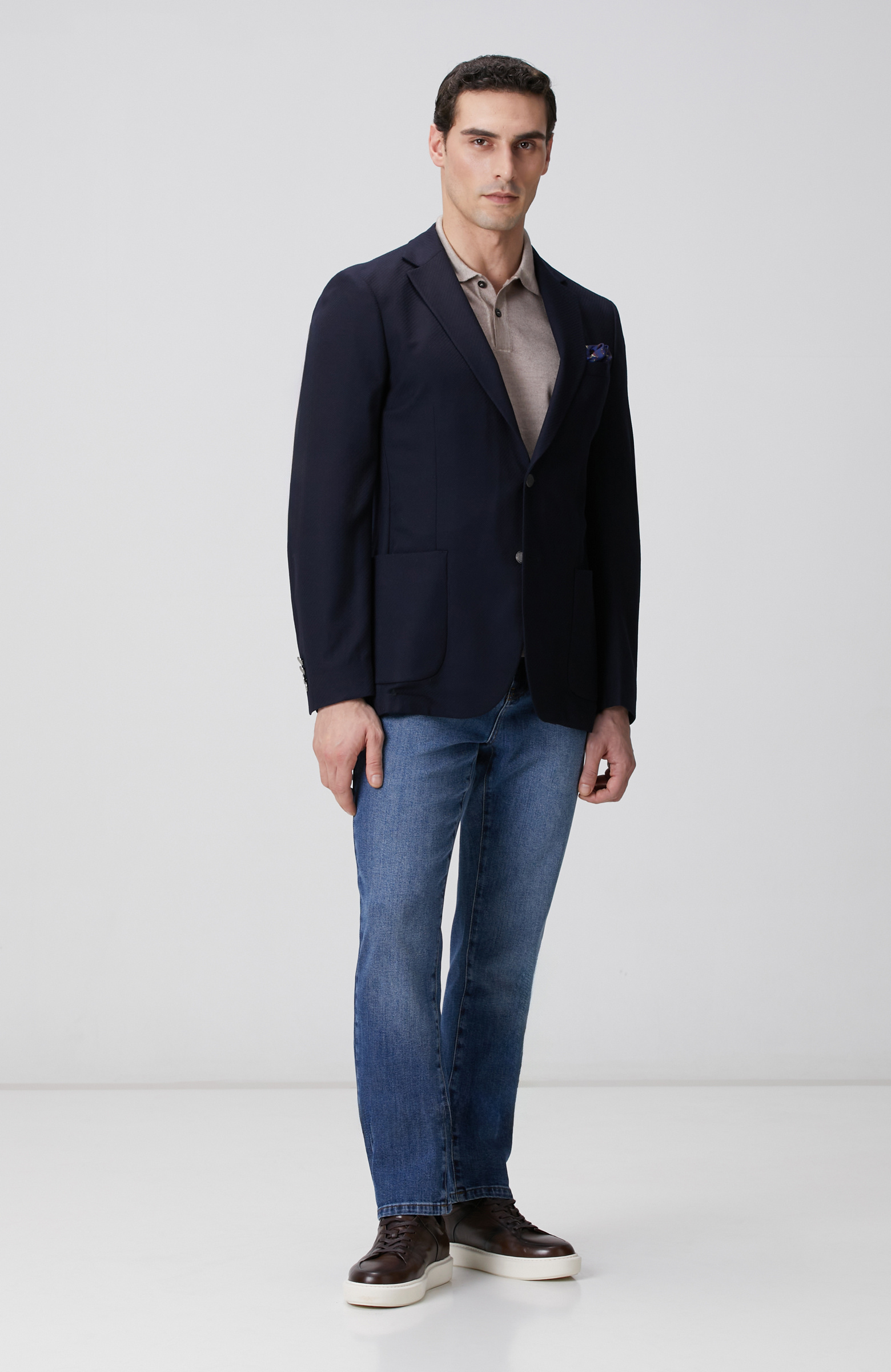 Lacivert Metal Düğmeli Yün Mix Blazer Ceket