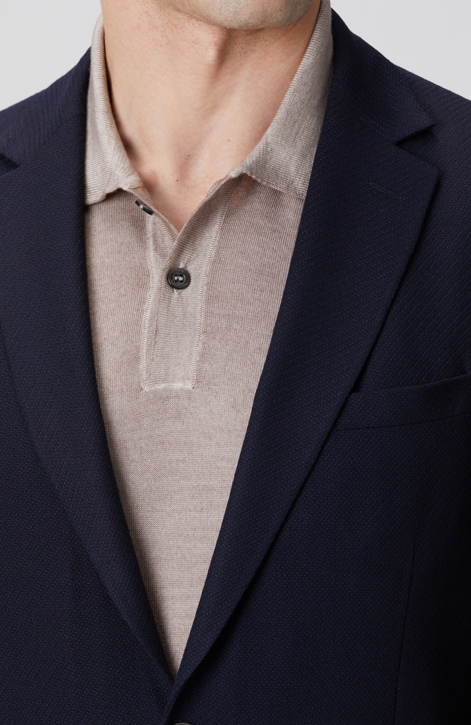 Lacivert Metal Düğmeli Yün Mix Blazer Ceket