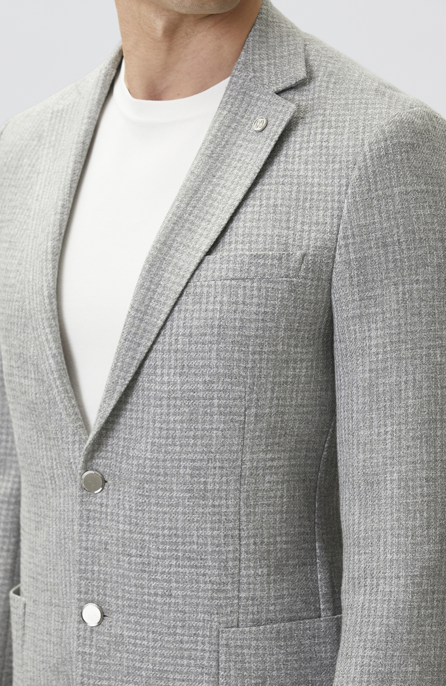 Gri Metal Düğme Detaylı Blazer Ceket