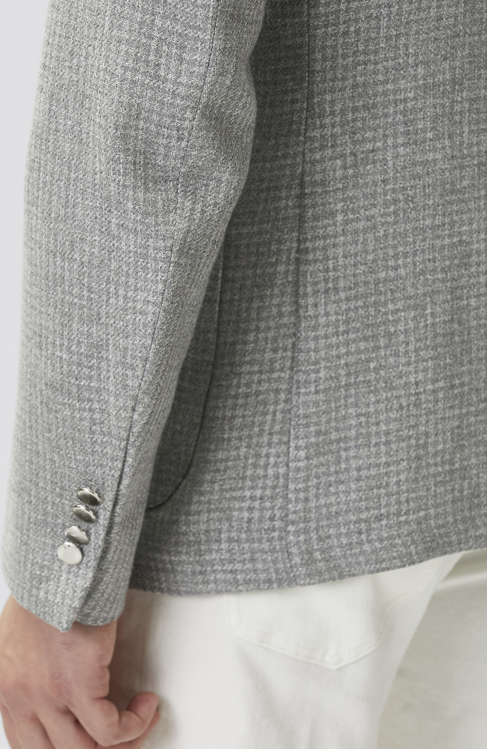 Gri Metal Düğme Detaylı Blazer Ceket
