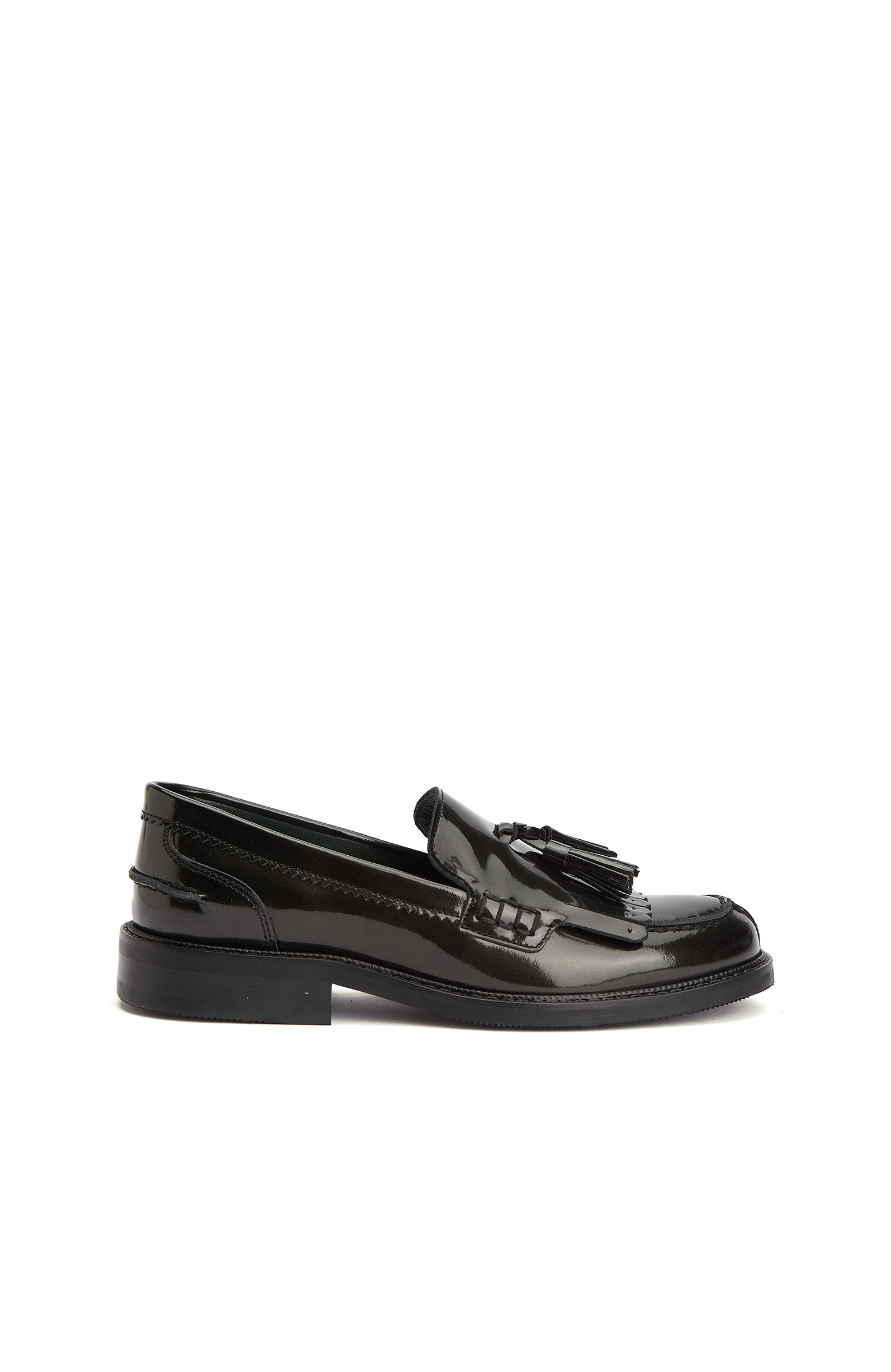 Khaki Tassel Detailed Women's Leather Loafer