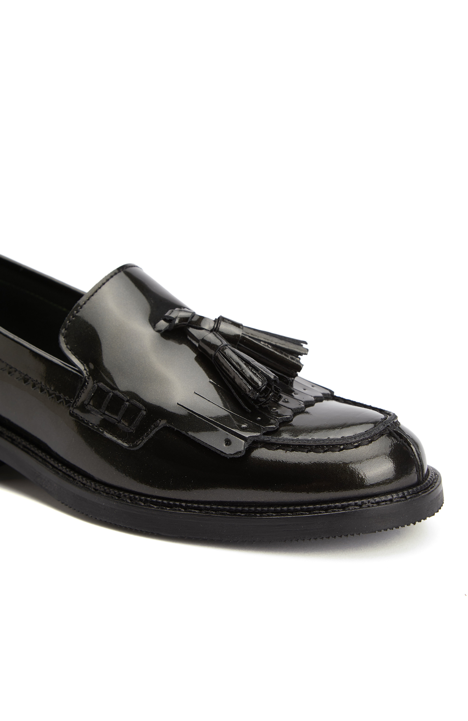Khaki Tassel Detailed Women's Leather Loafer