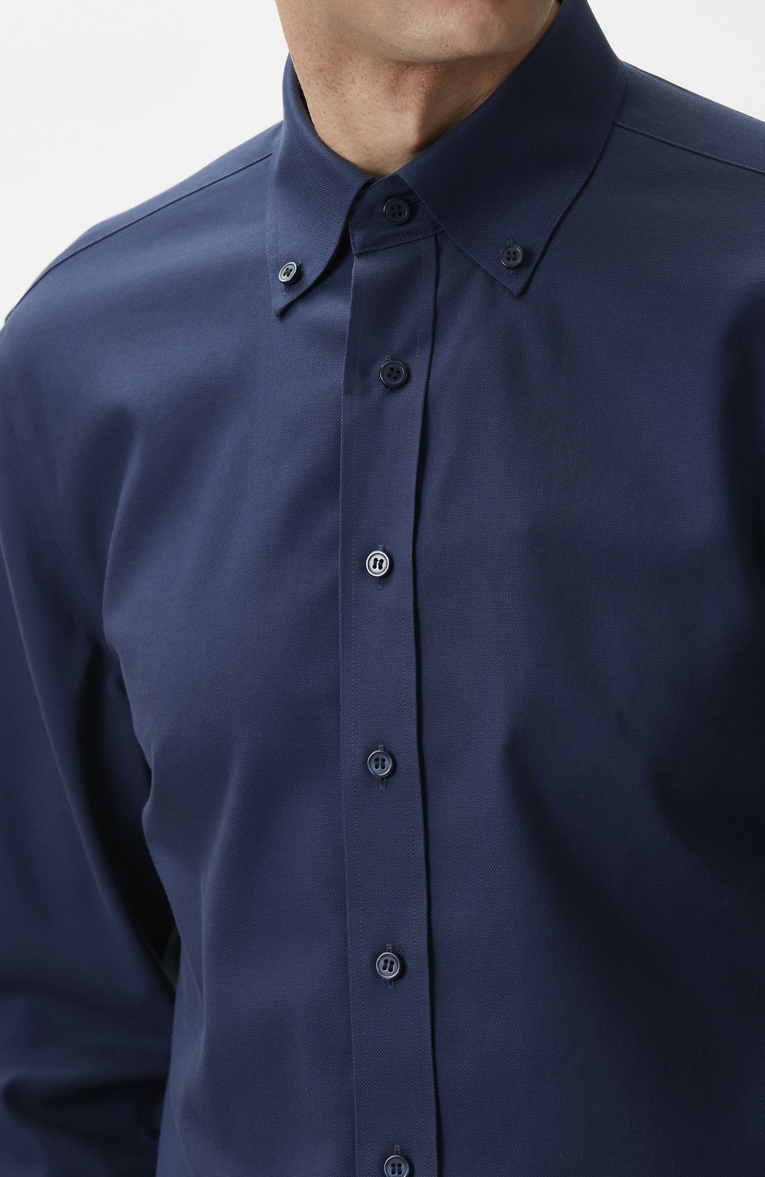 Slim Fit Lacivert Non-iron Oxford Gömlek