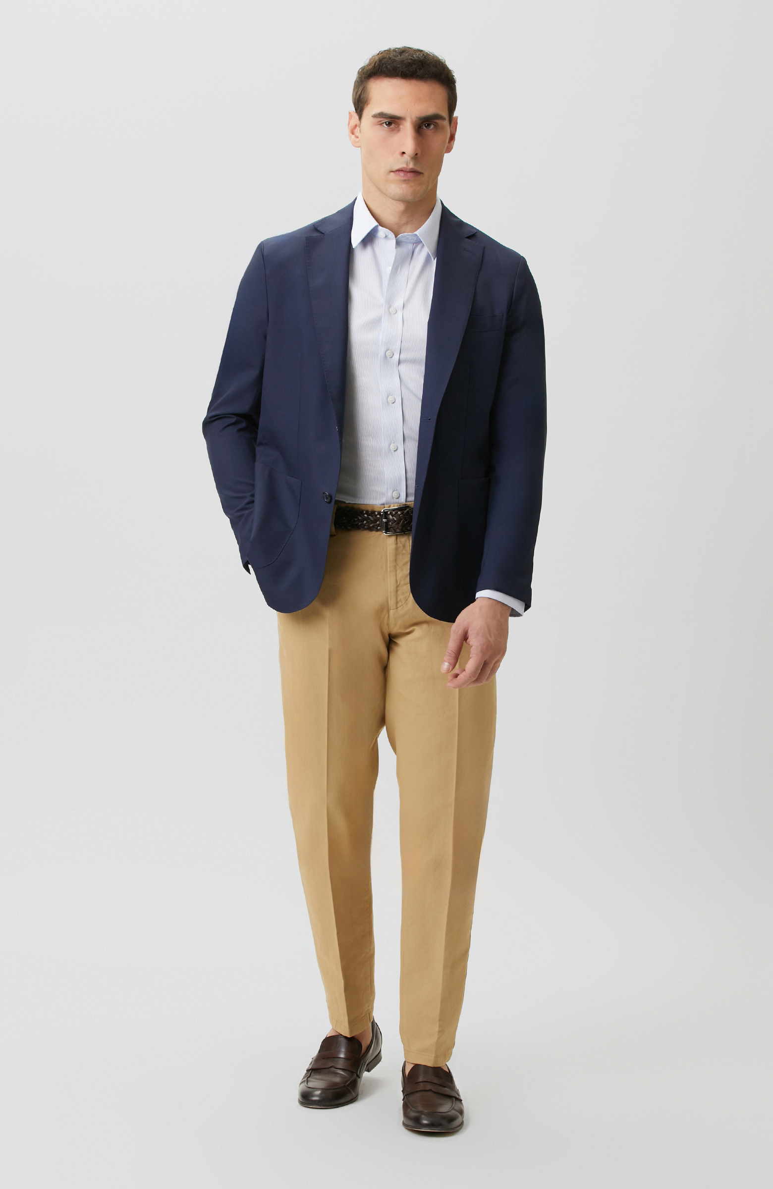 Non-Iron Mavi Beyaz Çizgili Gömlek