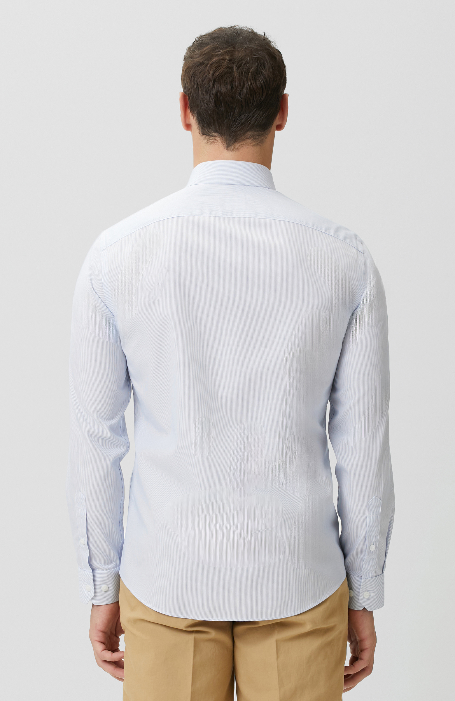 Non-Iron Mavi Beyaz Çizgili Gömlek