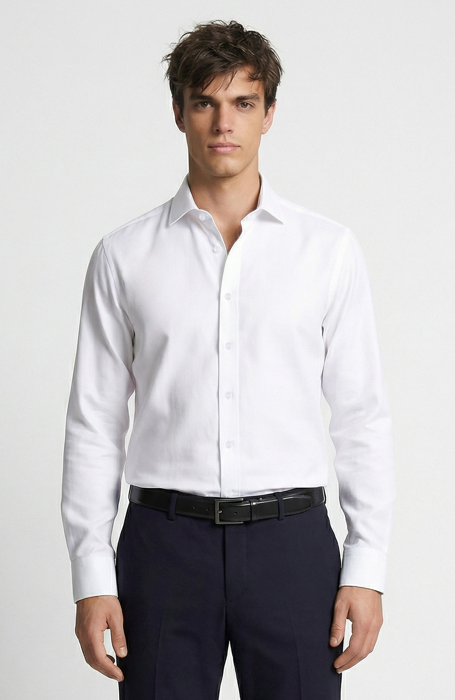 Non-Iron White Jacquard Shirt