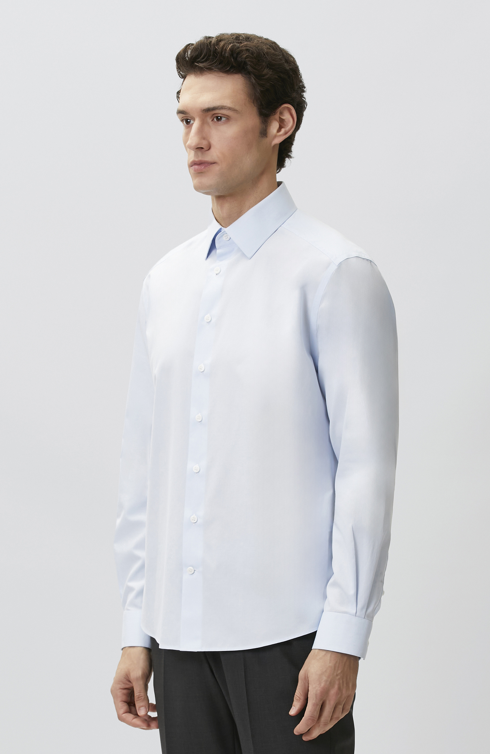 Non-Iron Mavi Beyaz Çizgili Gömlek