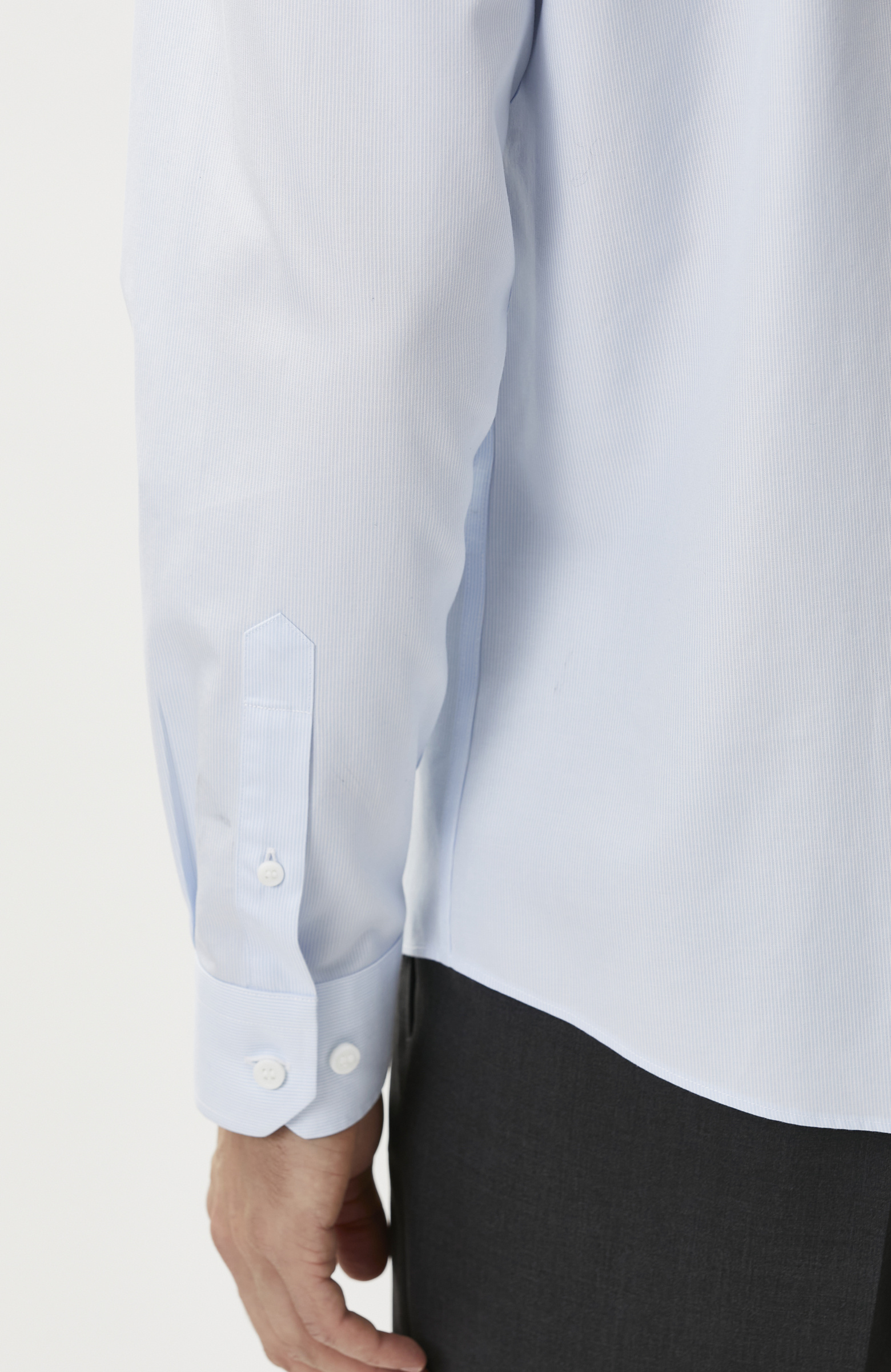 Non-Iron Mavi Beyaz Çizgili Gömlek