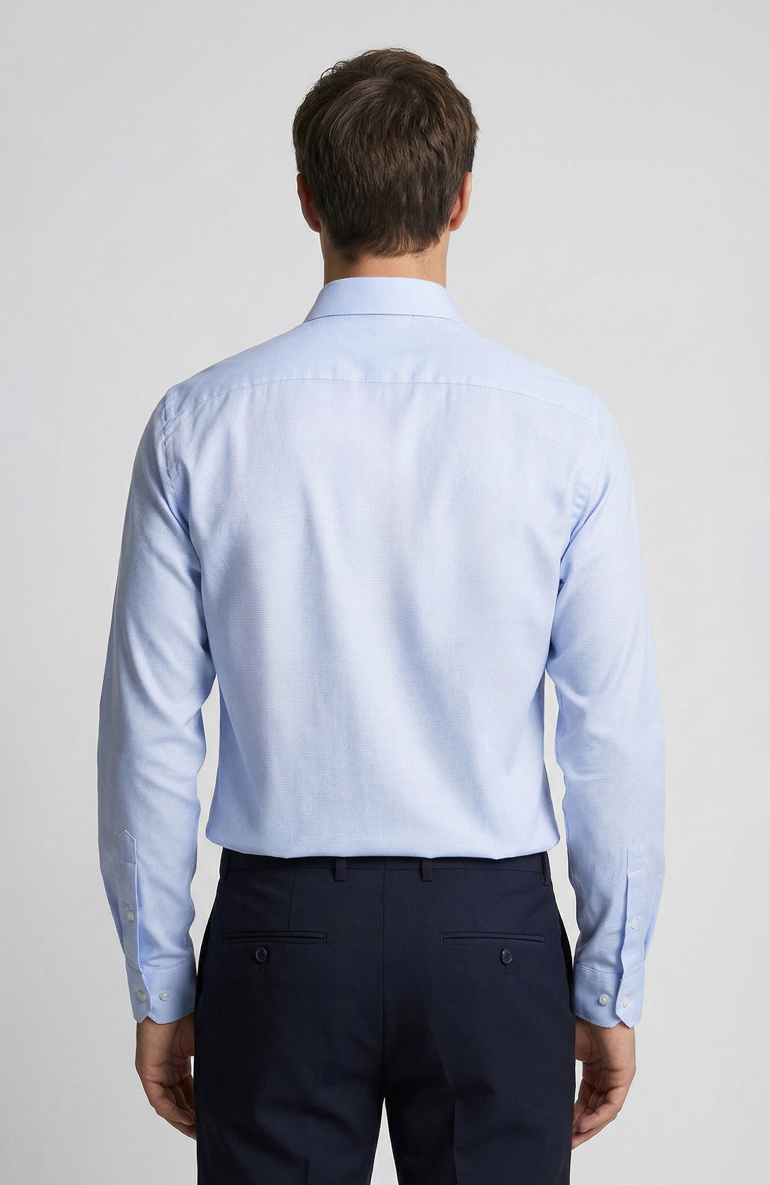 Non-Iron Mavi Jakarlı Gömlek