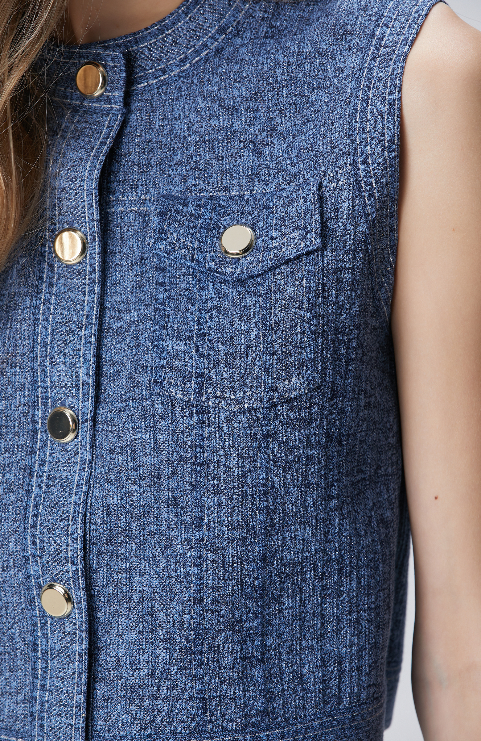 Indigo Simli Triko Yelek