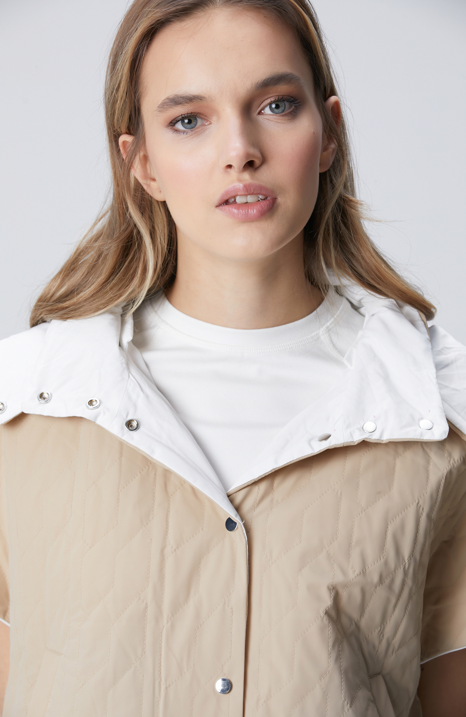 Beige Quilted Casual Vest