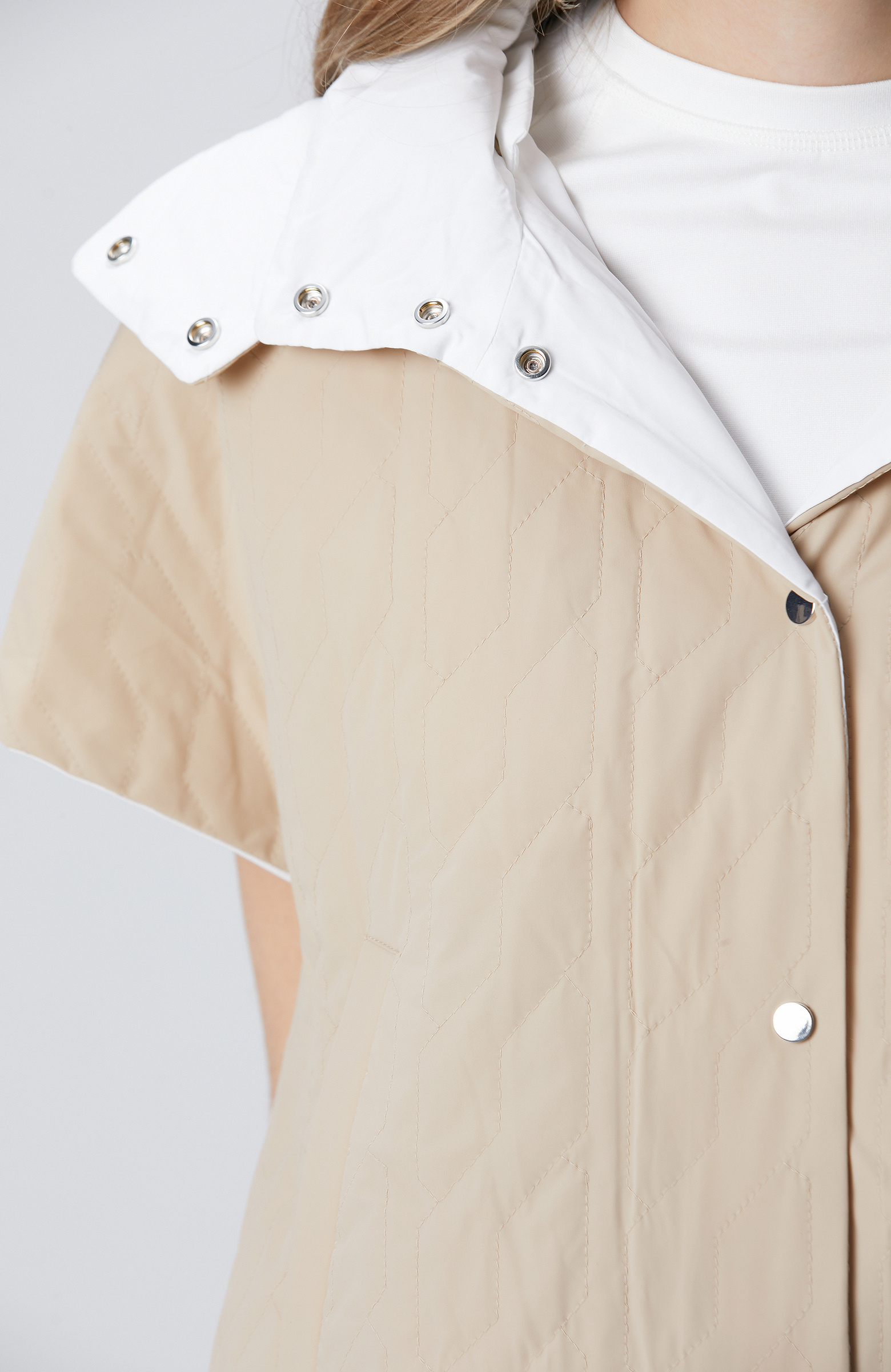 Beige Quilted Casual Vest